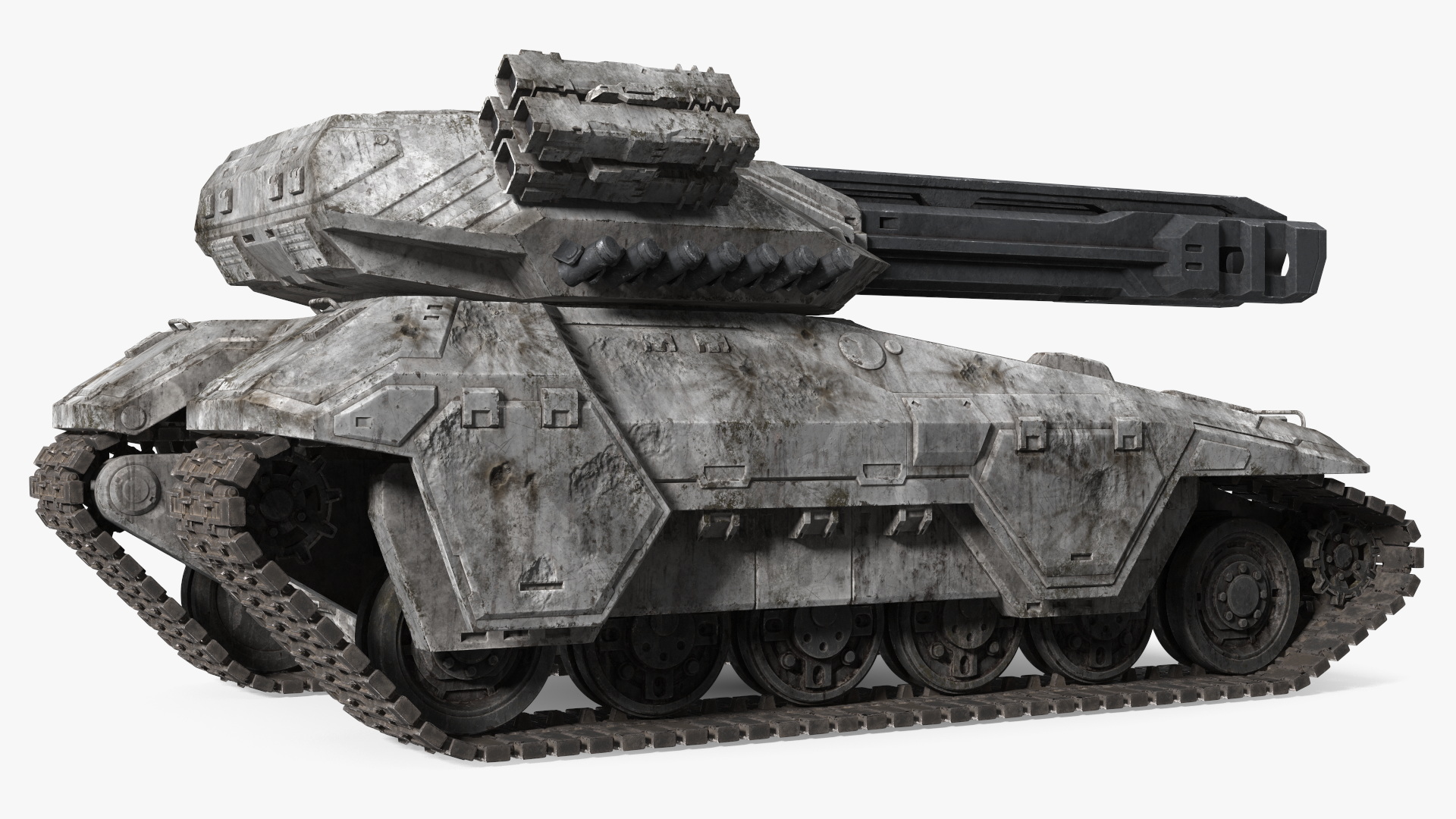 Futuristic Battle Tank with Damage 3D model