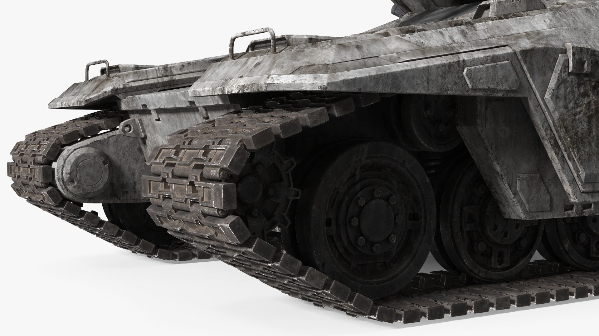 Futuristic Battle Tank with Damage 3D model