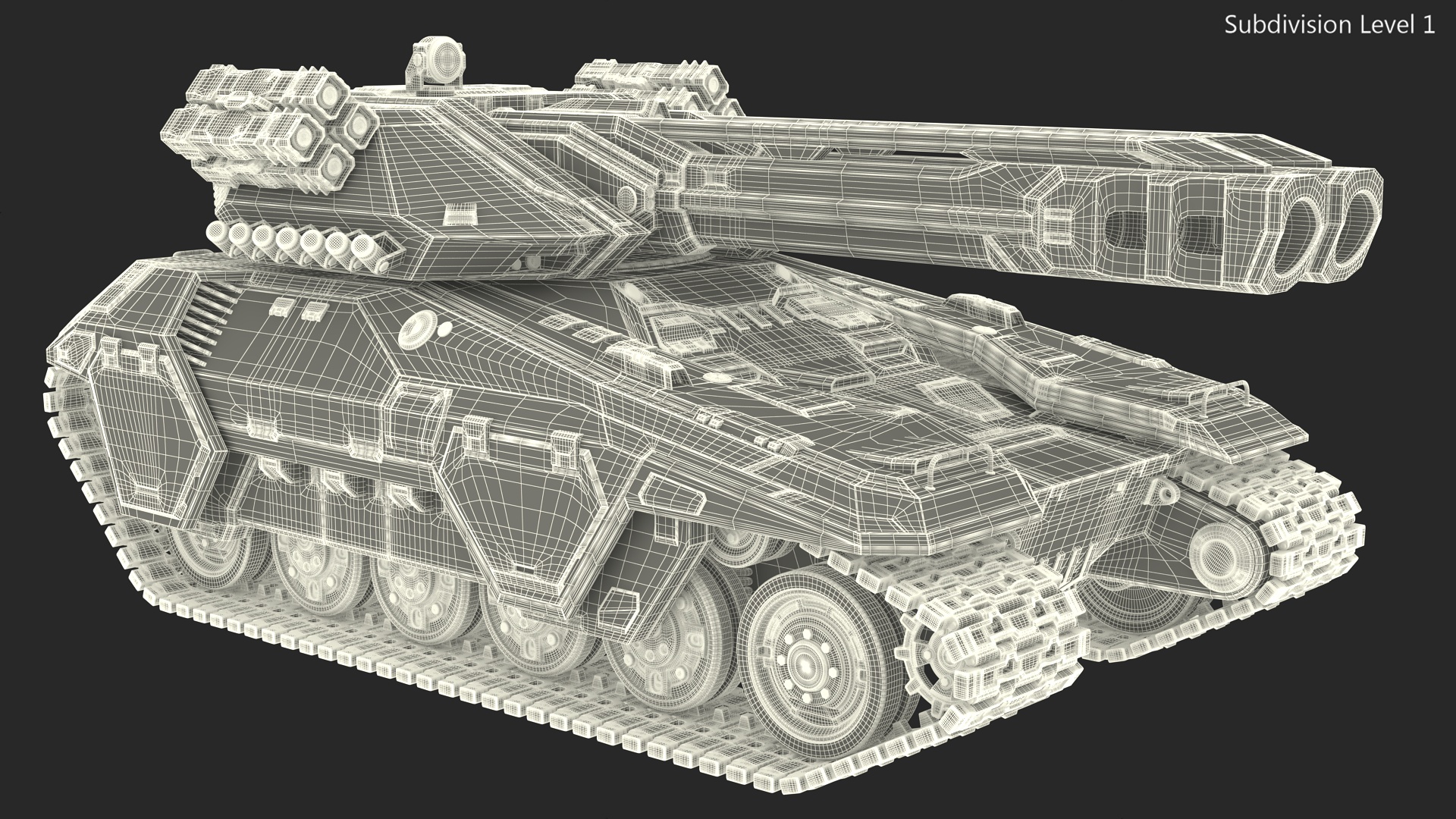 Futuristic Battle Tank with Damage 3D model