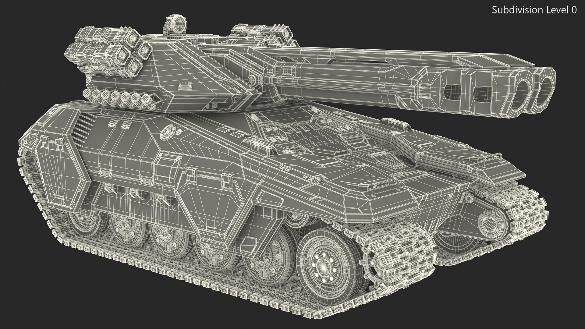 Futuristic Battle Tank with Damage 3D model