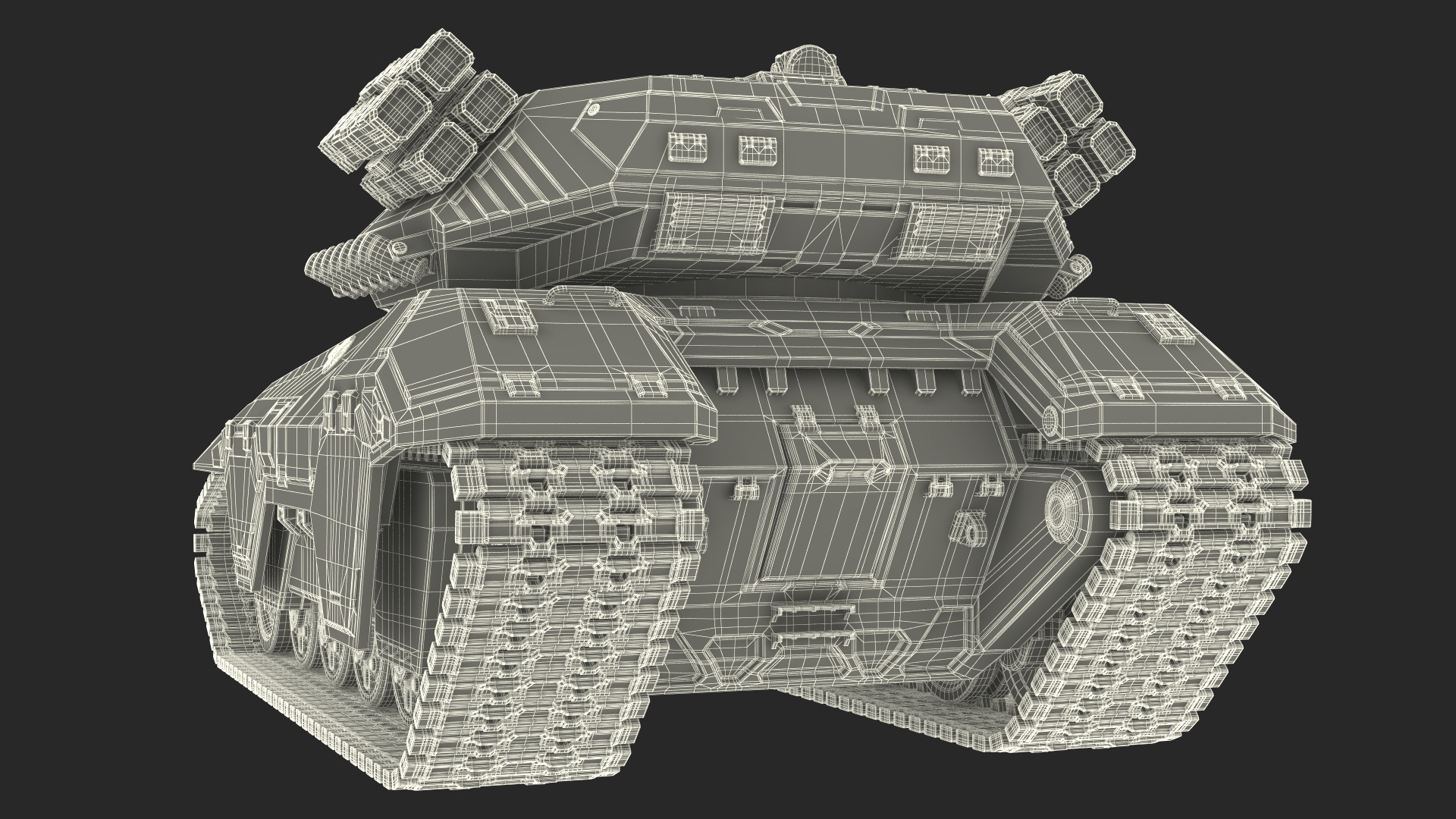 Futuristic Battle Tank with Damage 3D model