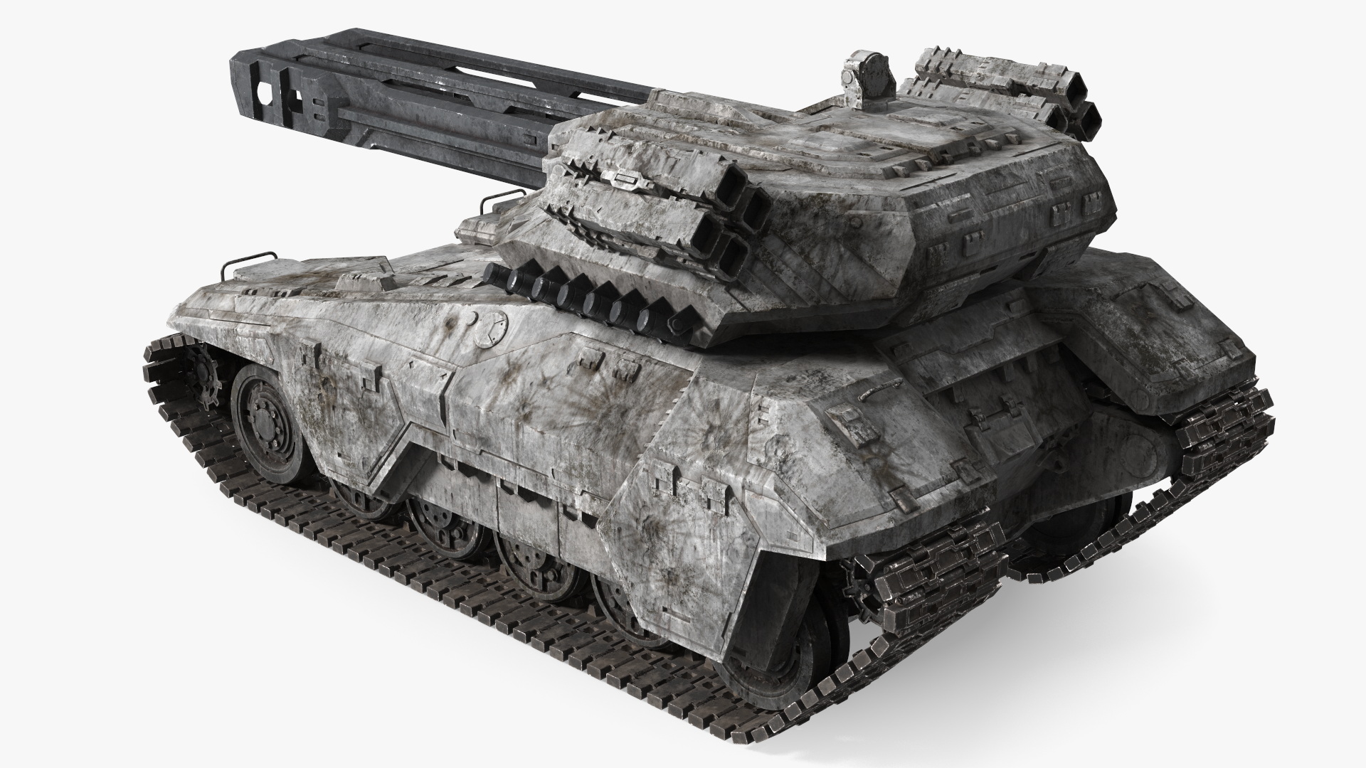 Futuristic Battle Tank with Damage 3D model