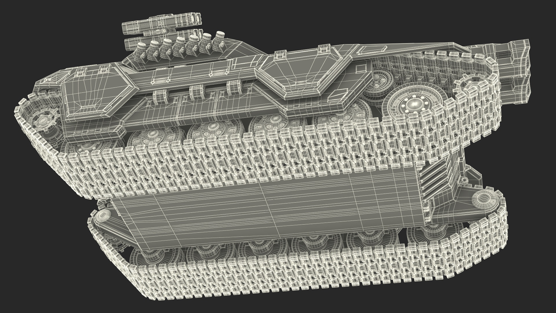 Futuristic Battle Tank with Damage 3D model