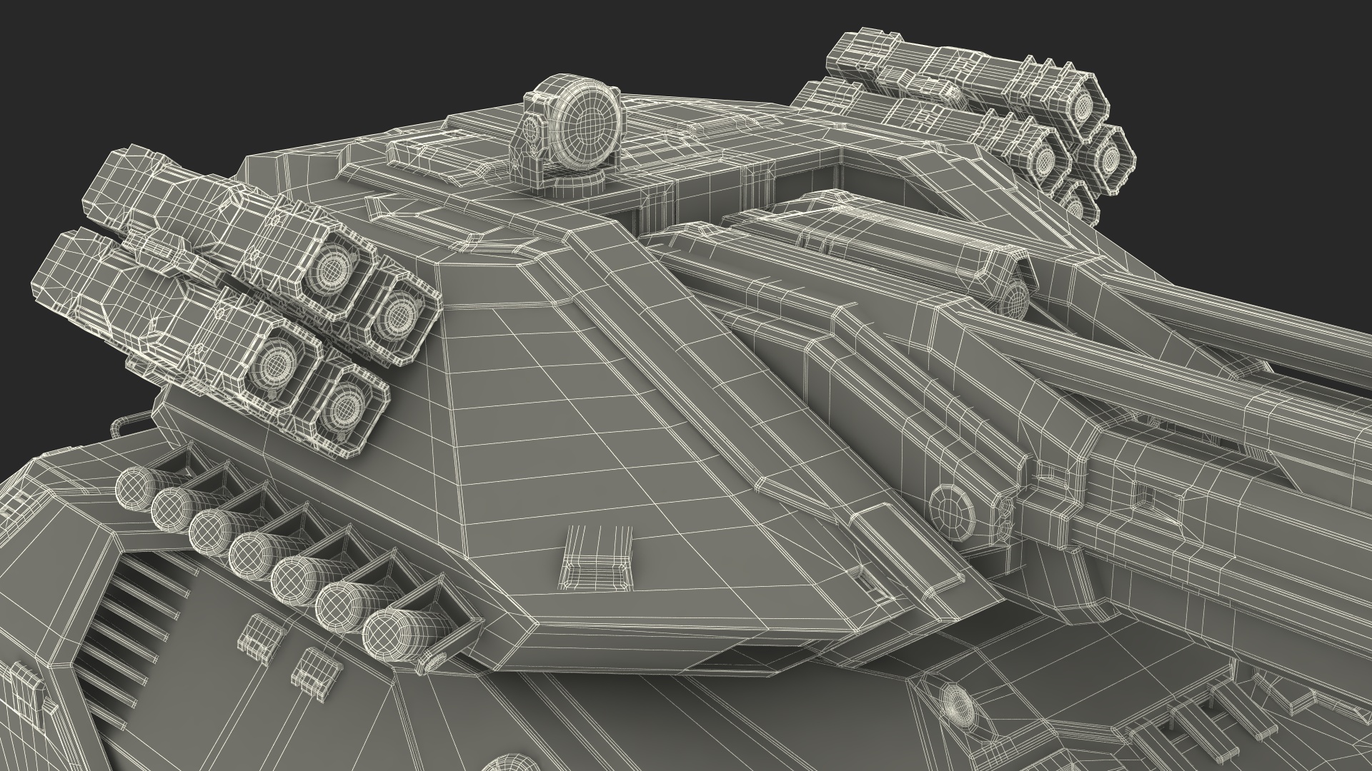 Futuristic Battle Tank with Damage 3D model