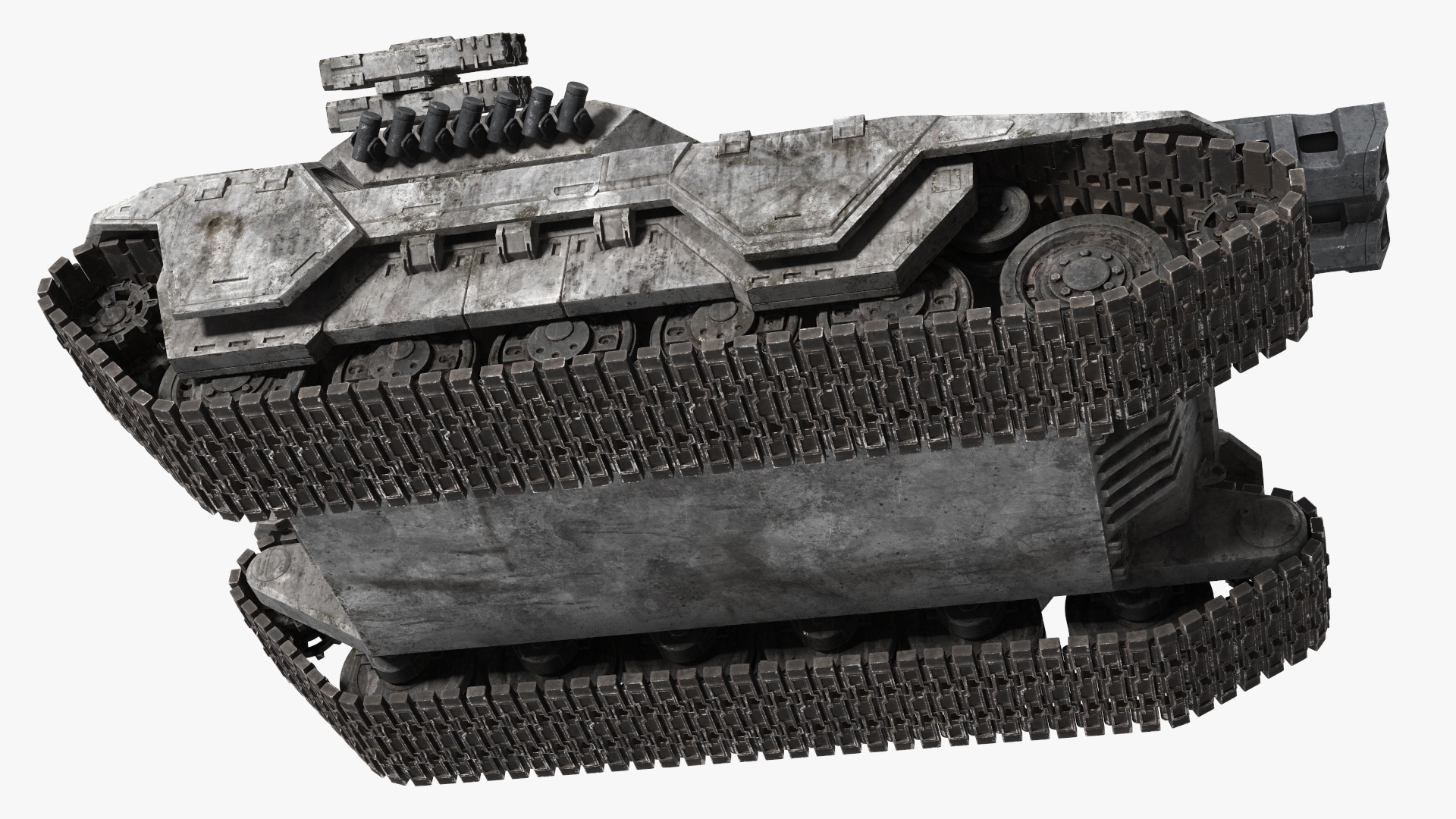 Futuristic Battle Tank with Damage 3D model