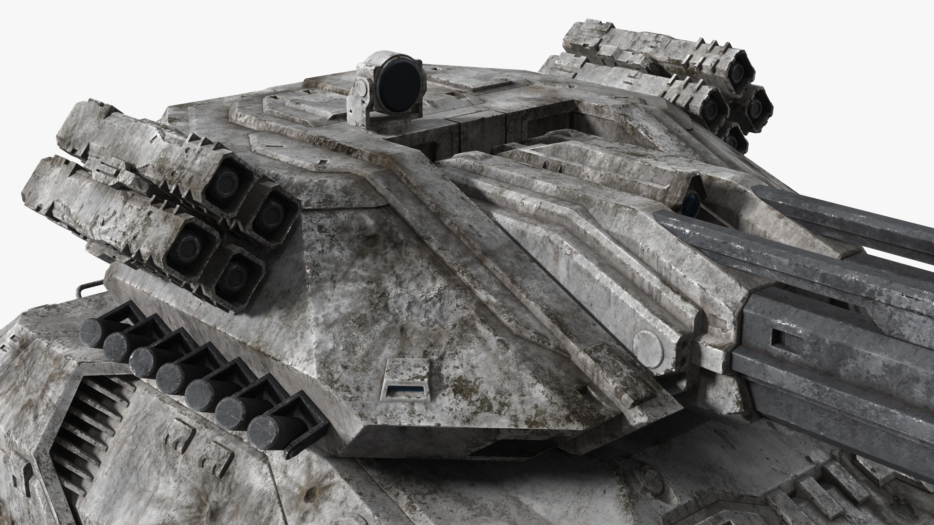 Futuristic Battle Tank with Damage 3D model