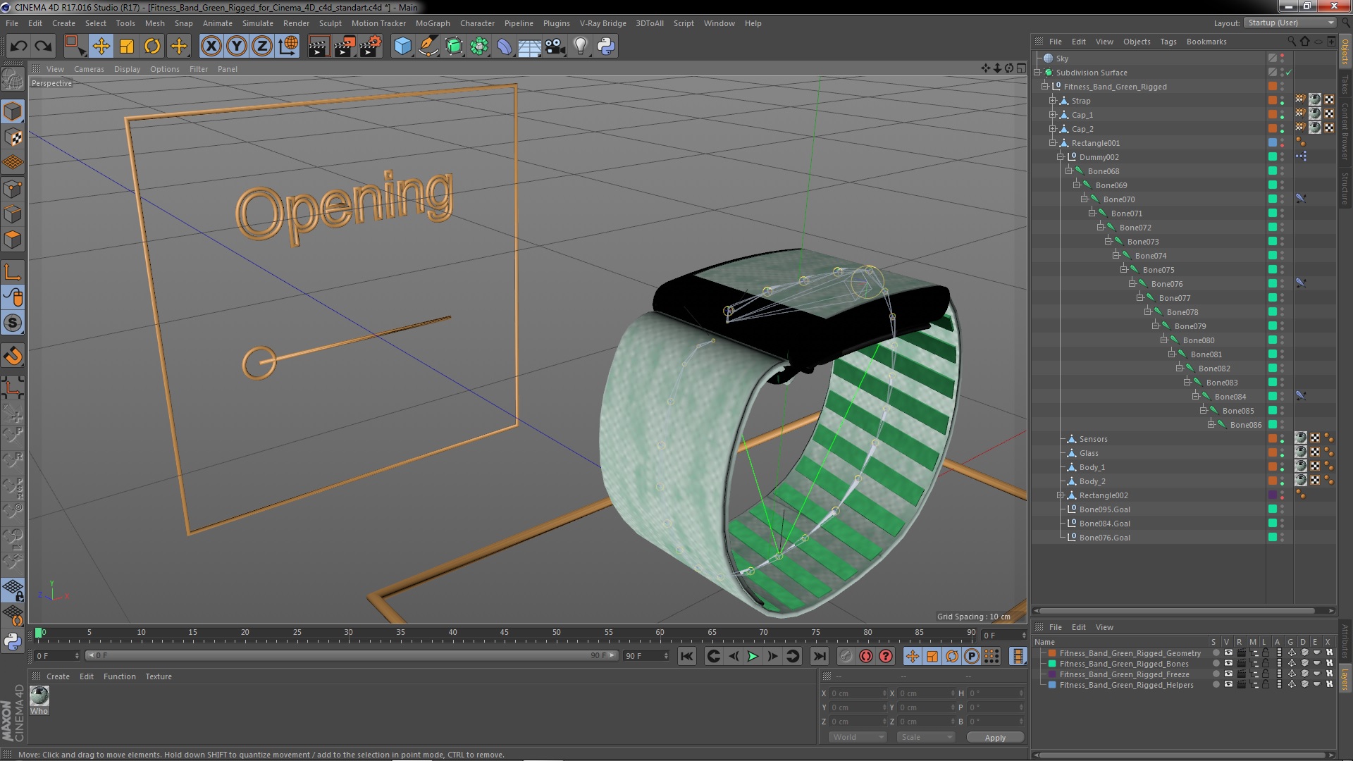 Fitness Band Green Rigged for Cinema 4D 3D model