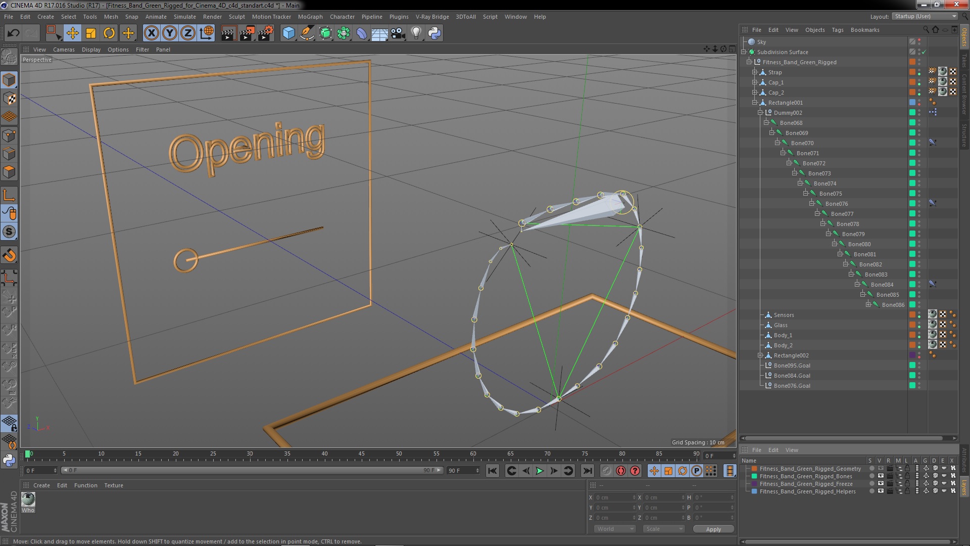 Fitness Band Green Rigged for Cinema 4D 3D model