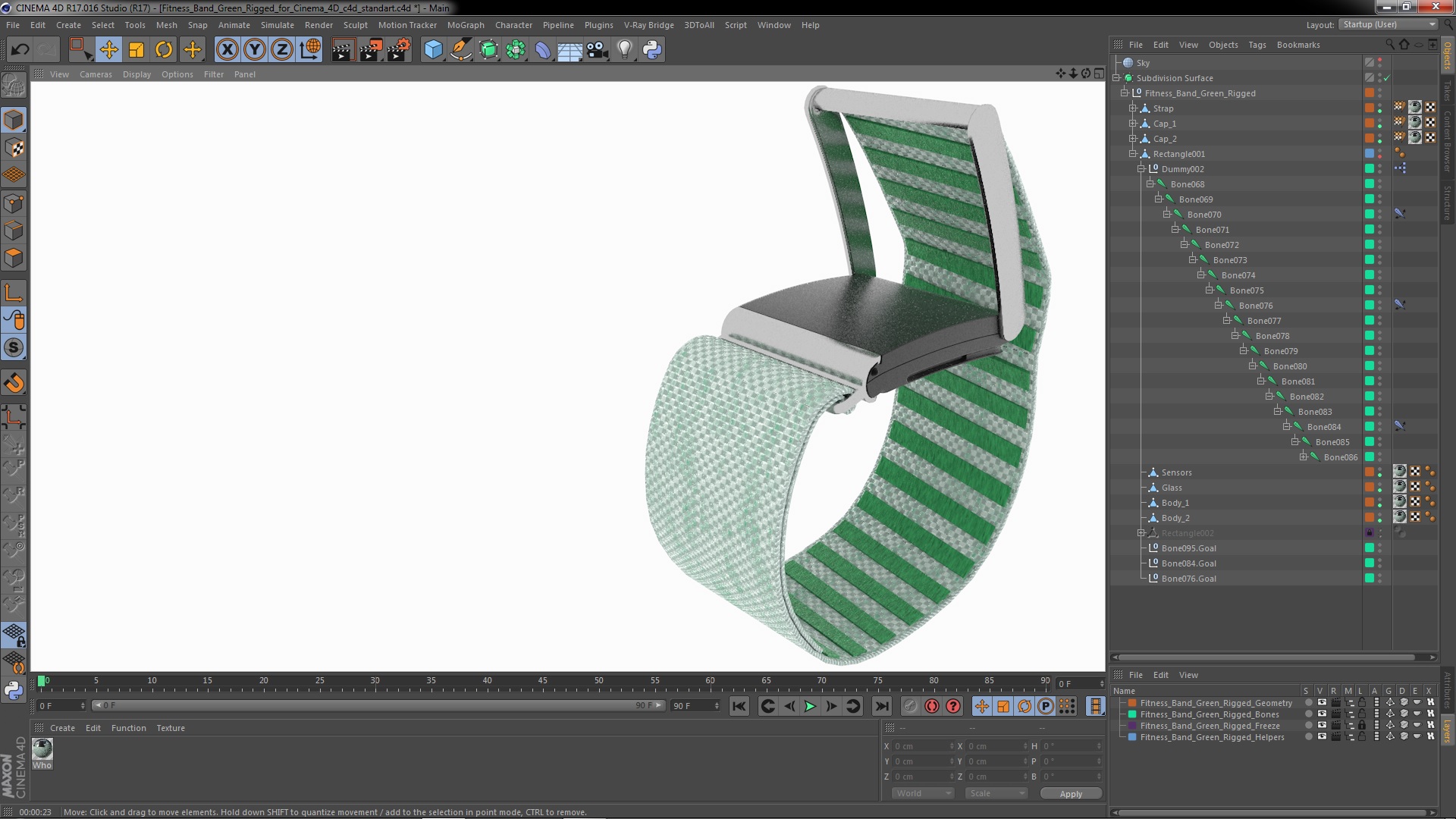 Fitness Band Green Rigged for Cinema 4D 3D model