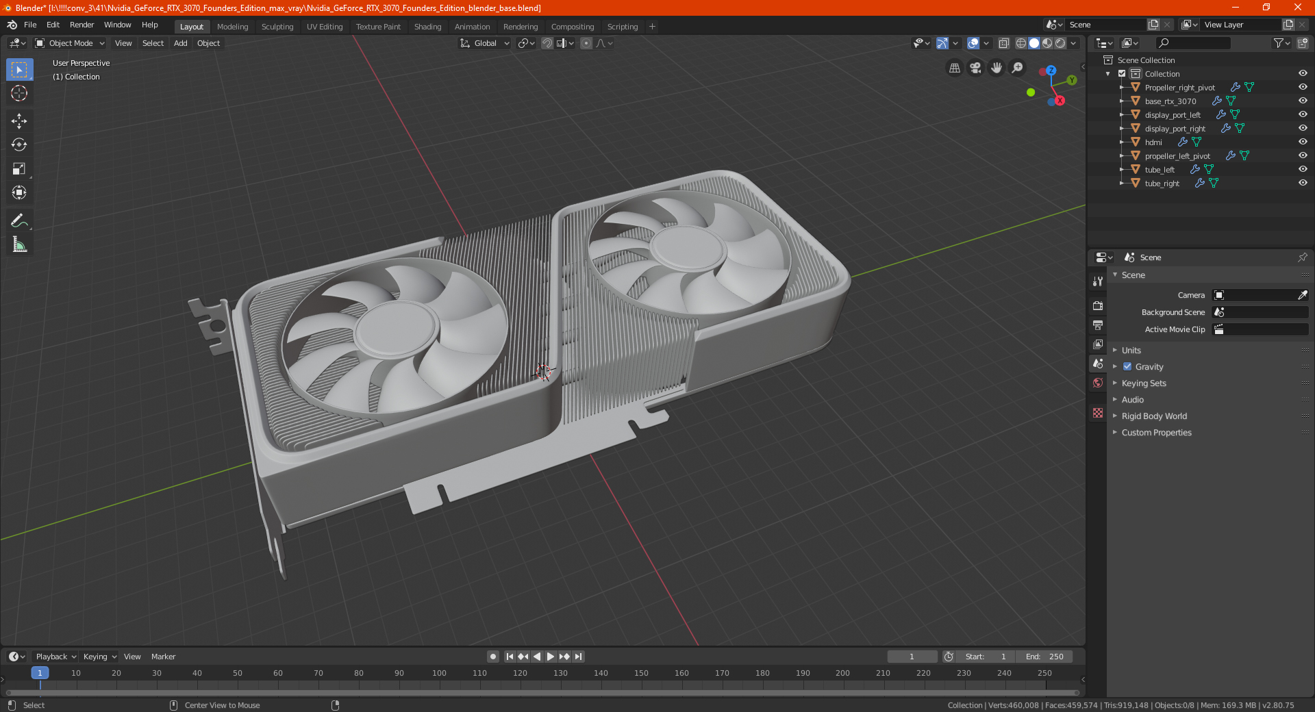 3D model Nvidia GeForce RTX 3070 Founders Edition