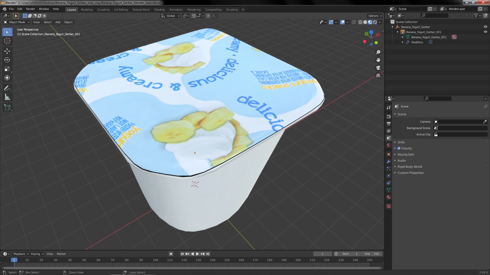 3D model Banana Yogurt Gerber