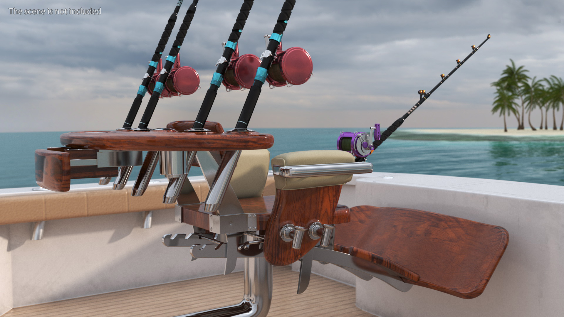 3D Fishing Chair with Rods model