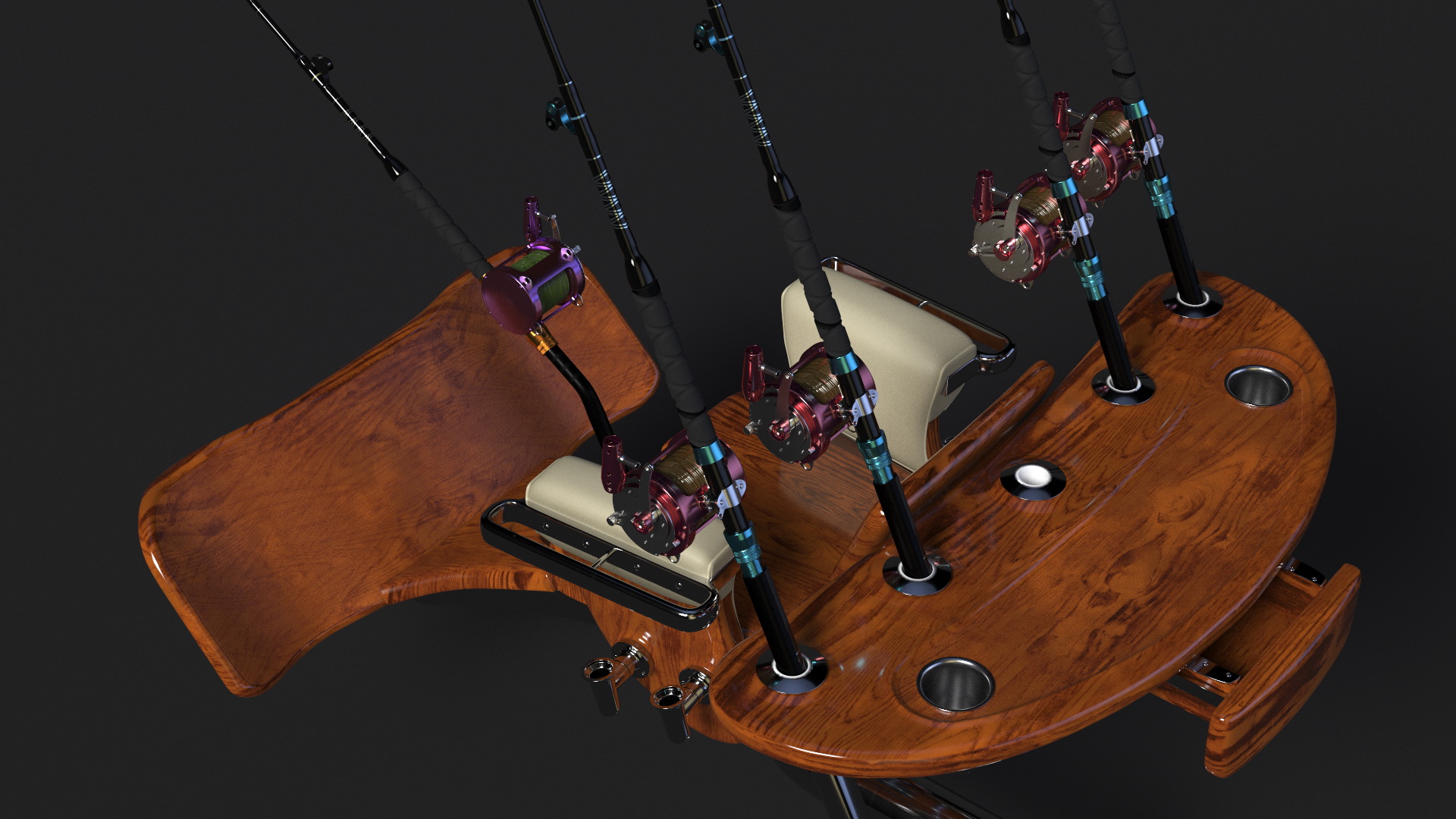 3D Fishing Chair with Rods model