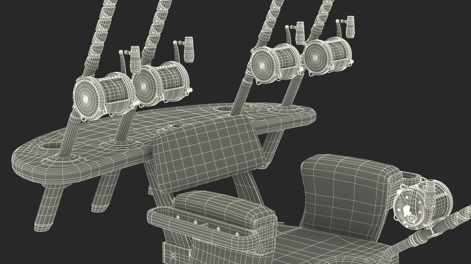 3D Fishing Chair with Rods model