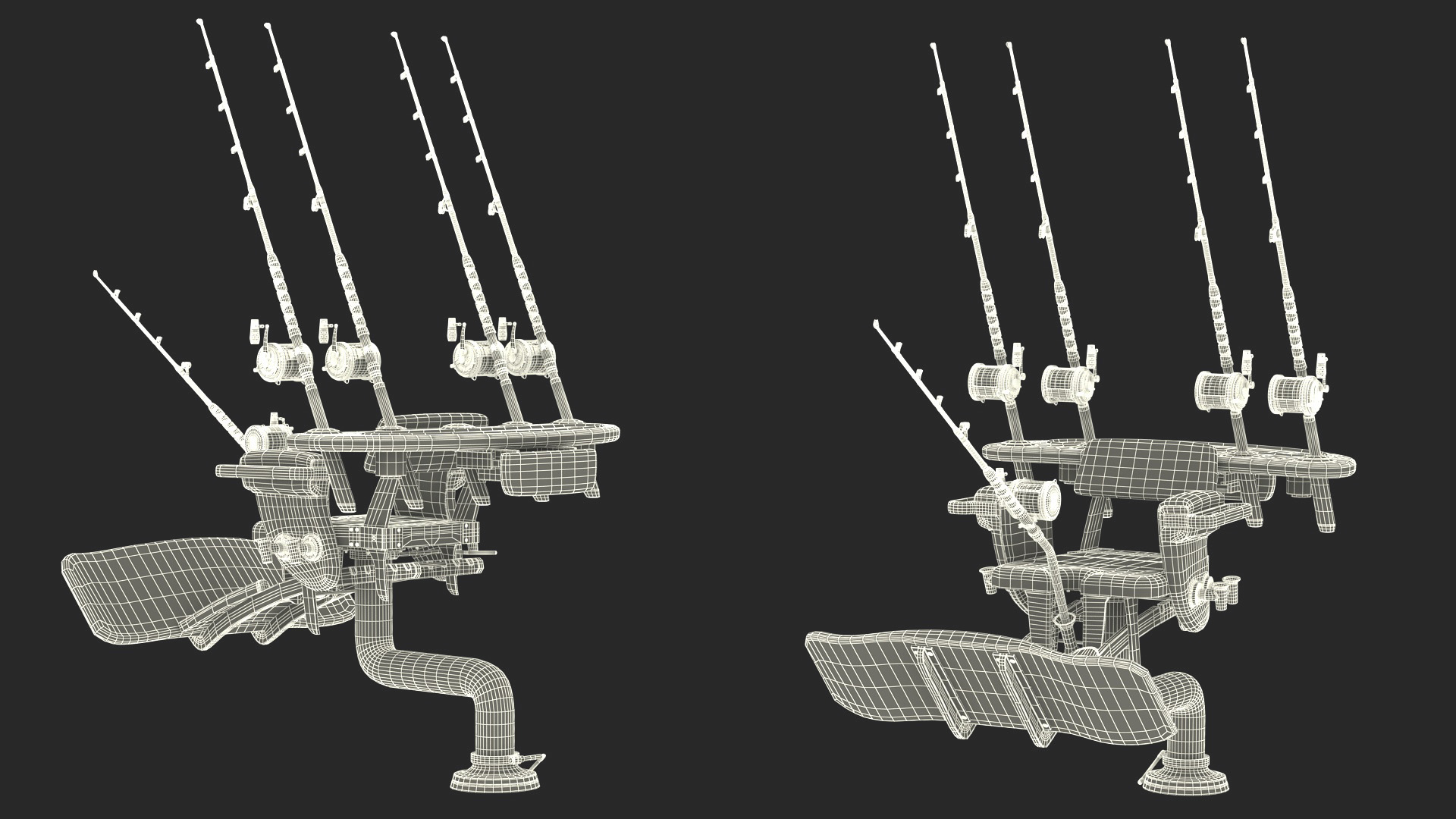 3D Fishing Chair with Rods model