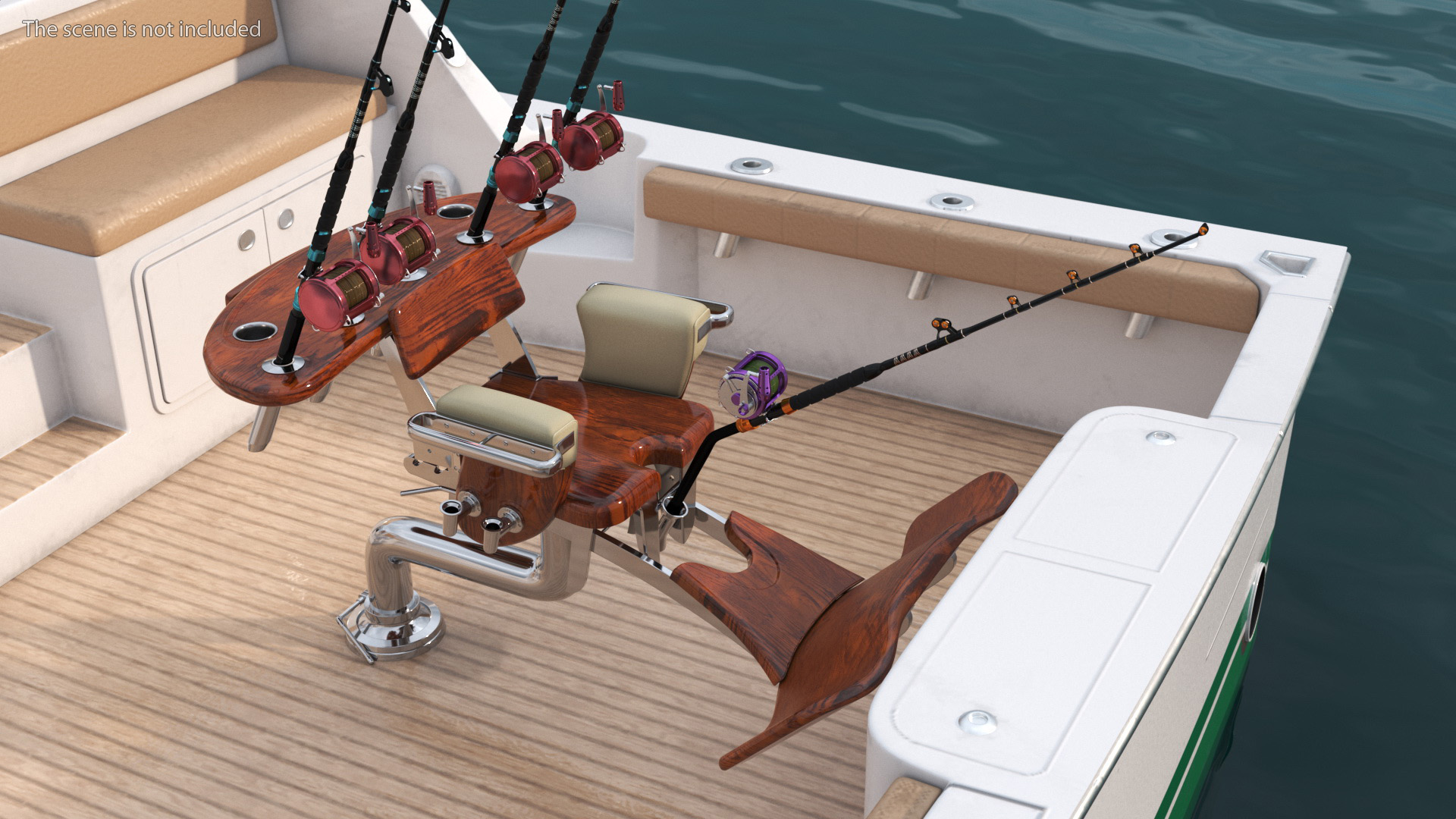 3D Fishing Chair with Rods model