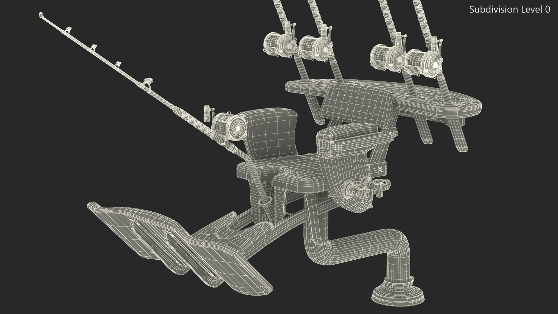 3D Fishing Chair with Rods model