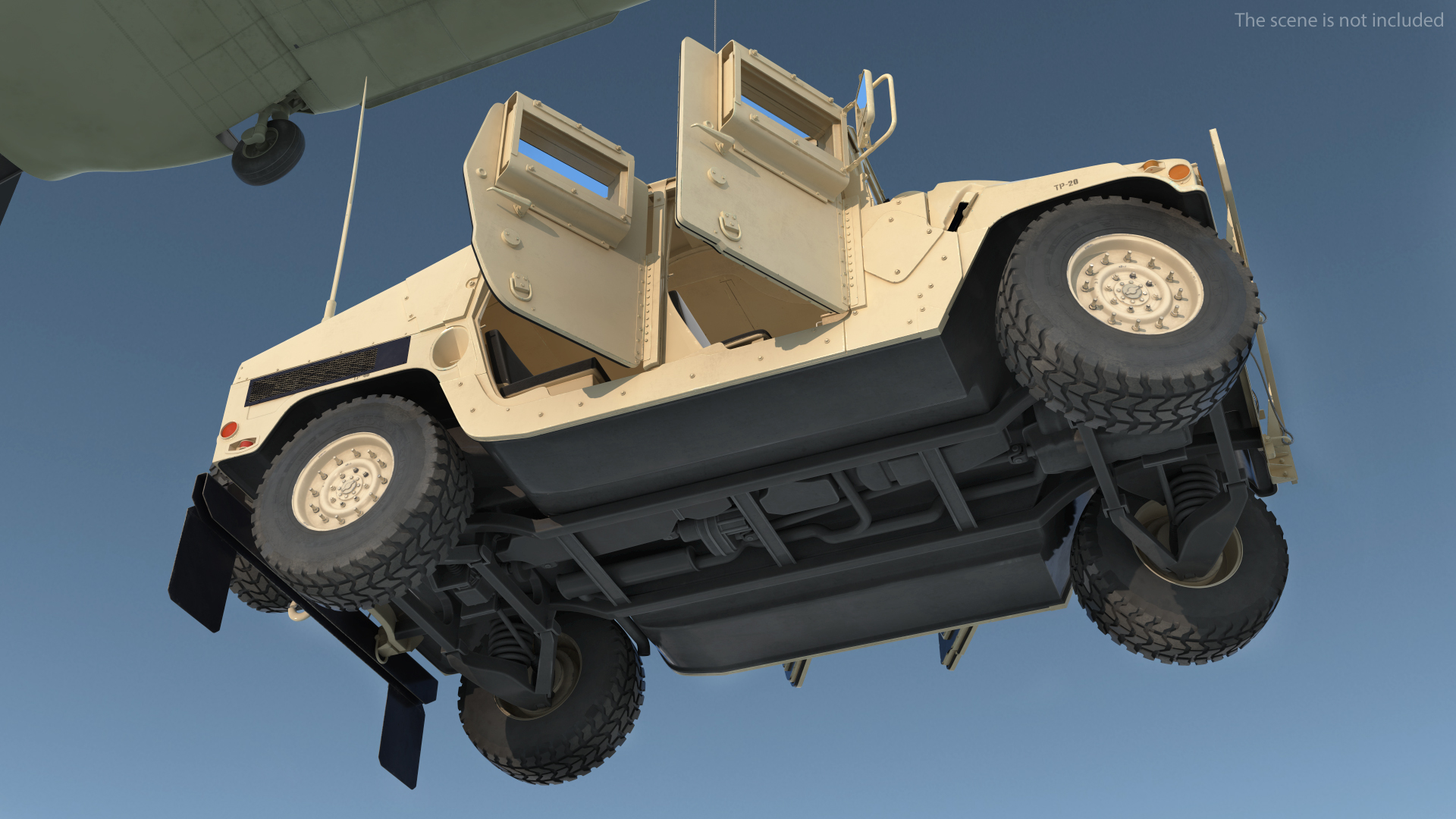 3D US Army Transport Helicopter With Humvee M1151 Rigged model