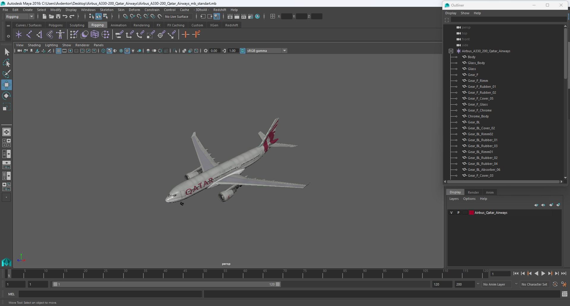 Airbus A330-200 Qatar Airways 3D model