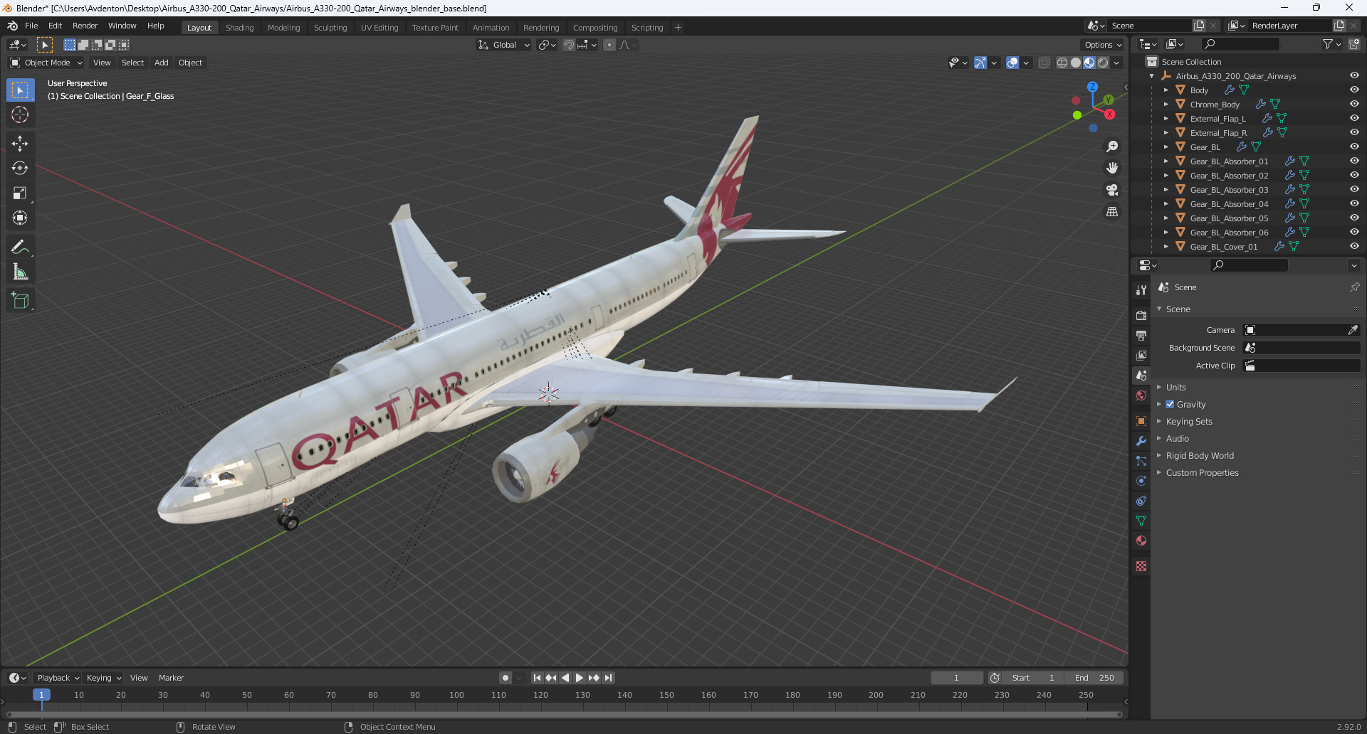 Airbus A330-200 Qatar Airways 3D model