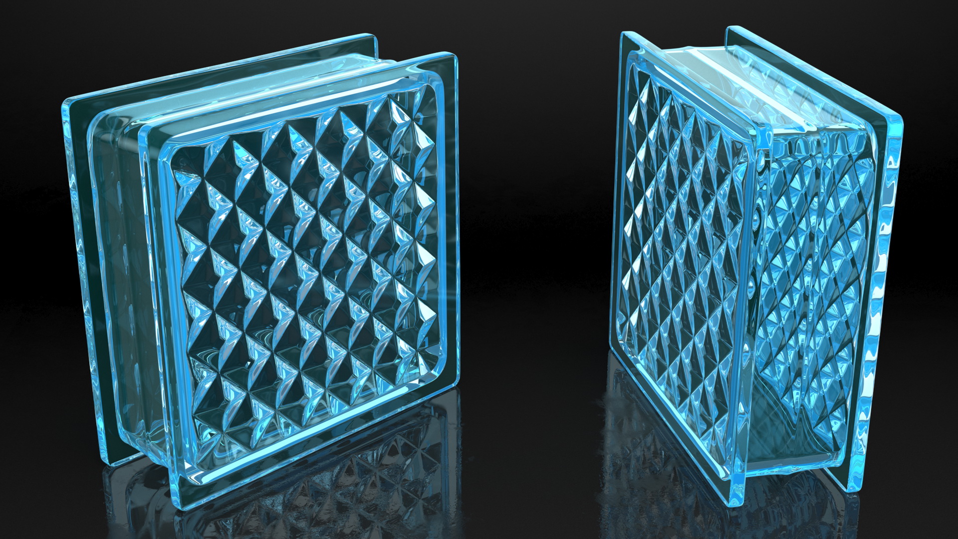 Blue Glass Block Diamond Pattern 3D