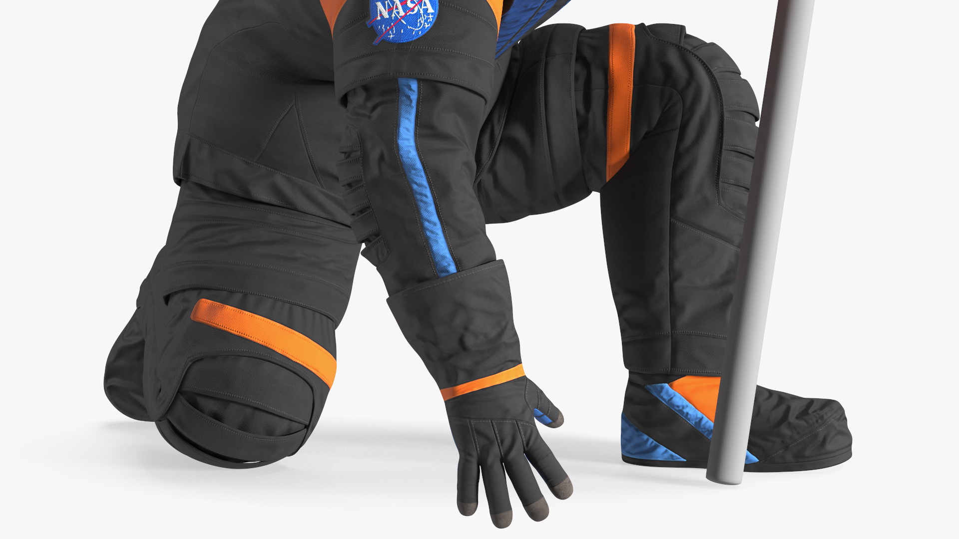 3D model Next Gen NASA Axiom Spacesuit on Astronaut Crawling Pose Fur