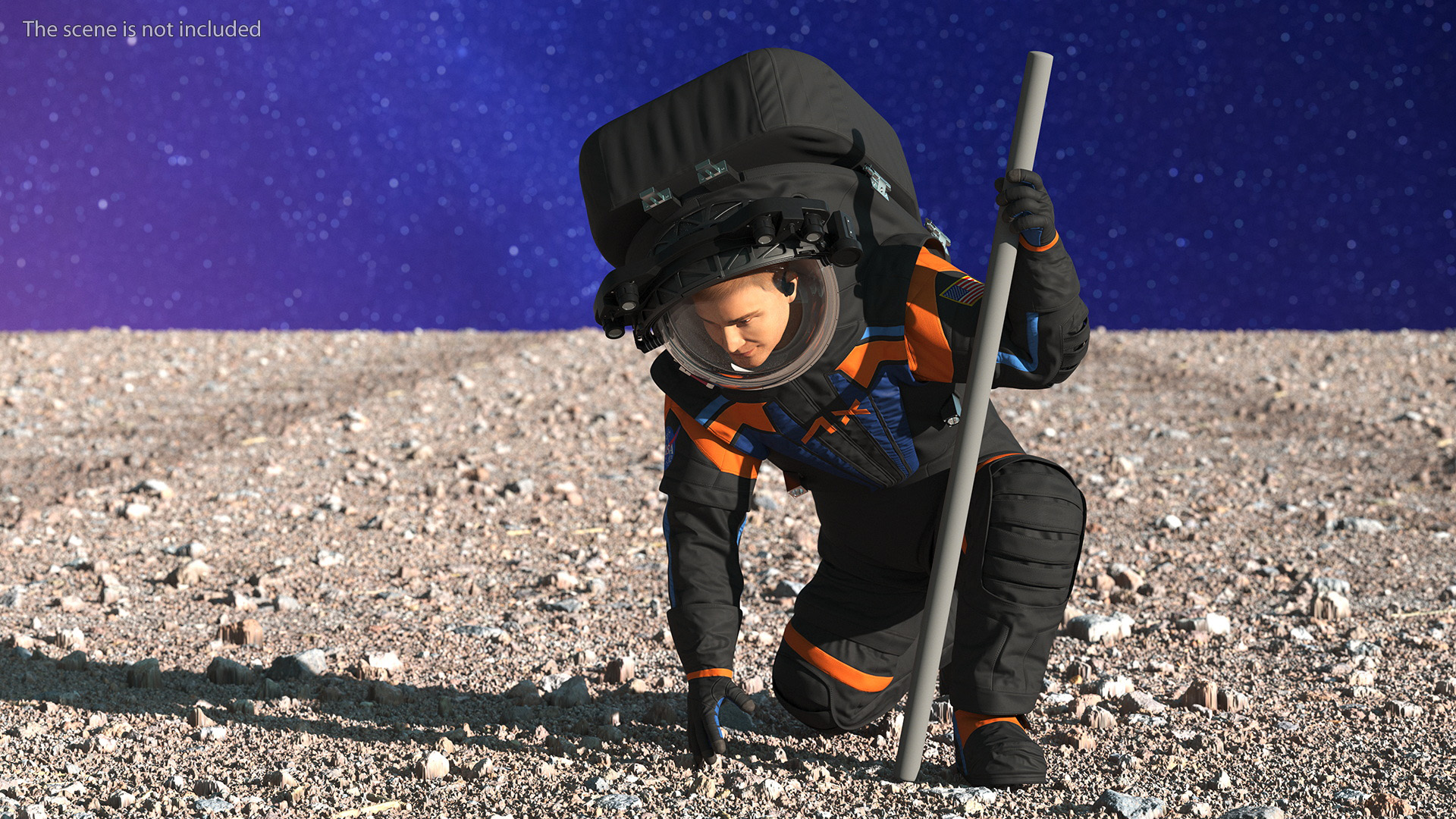 3D model Next Gen NASA Axiom Spacesuit on Astronaut Crawling Pose Fur