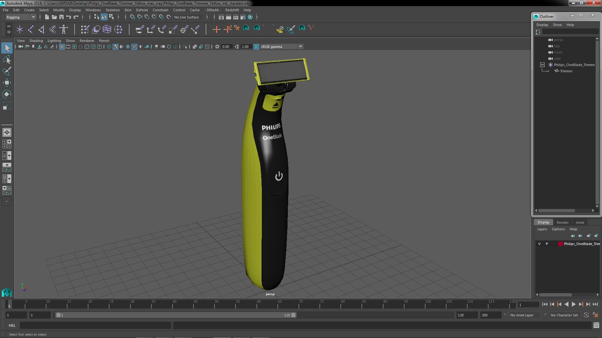 3D Philips OneBlade Trimmer Yellow