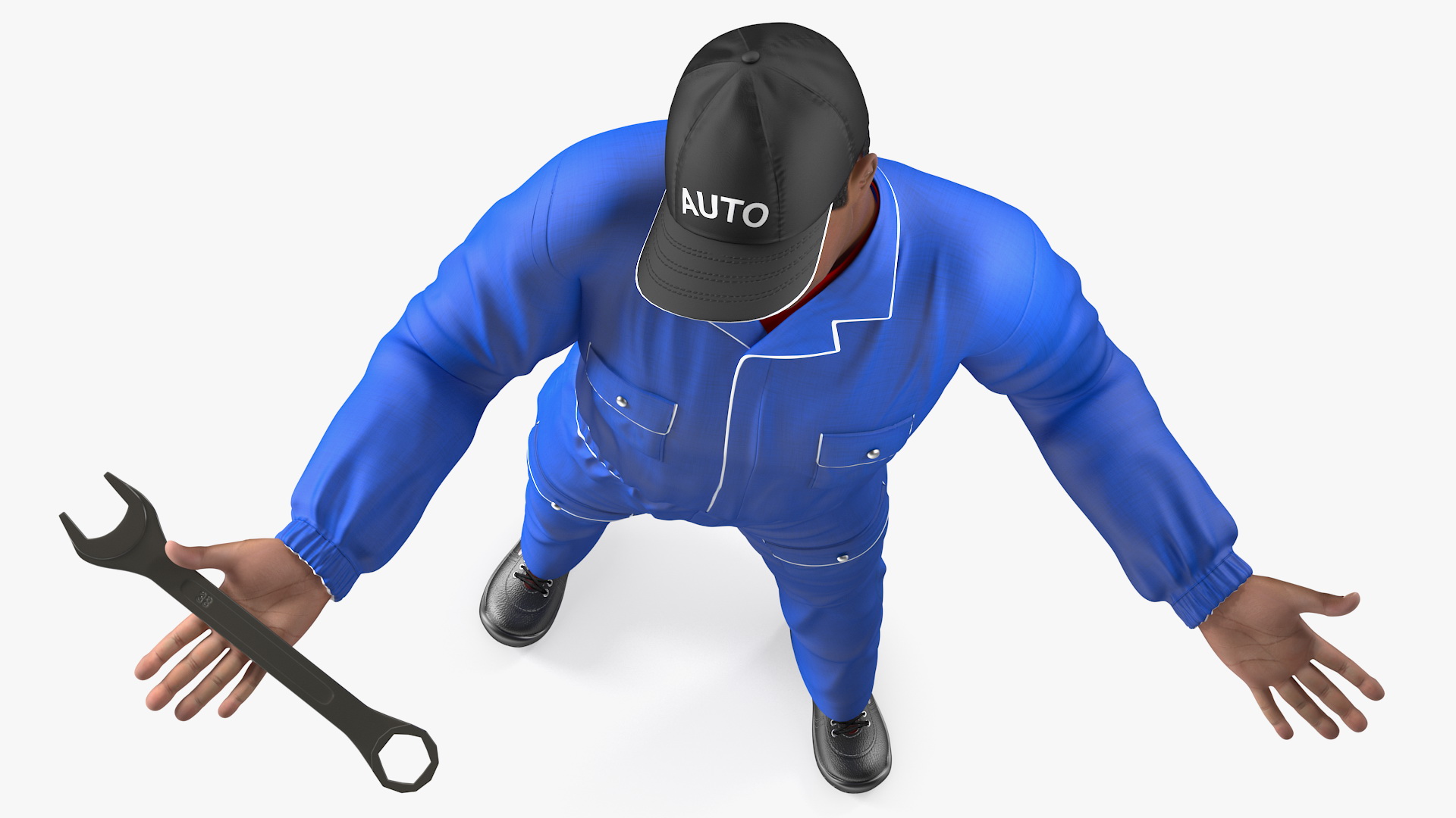 3D model Light Skin Black Auto Mechanic