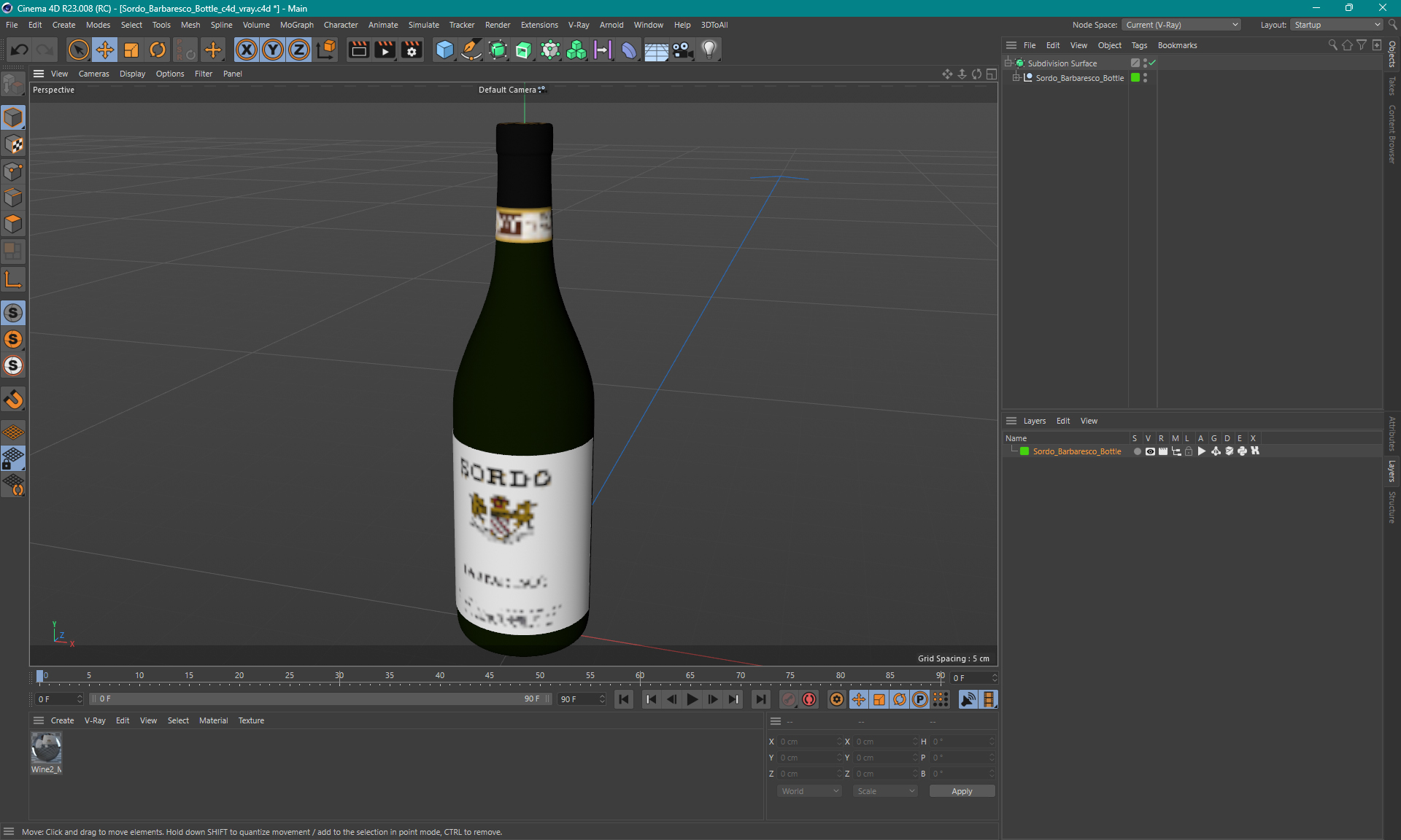 3D Sordo Barbaresco Bottle model