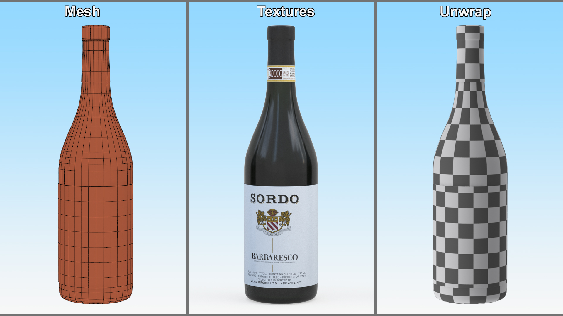 3D Sordo Barbaresco Bottle model