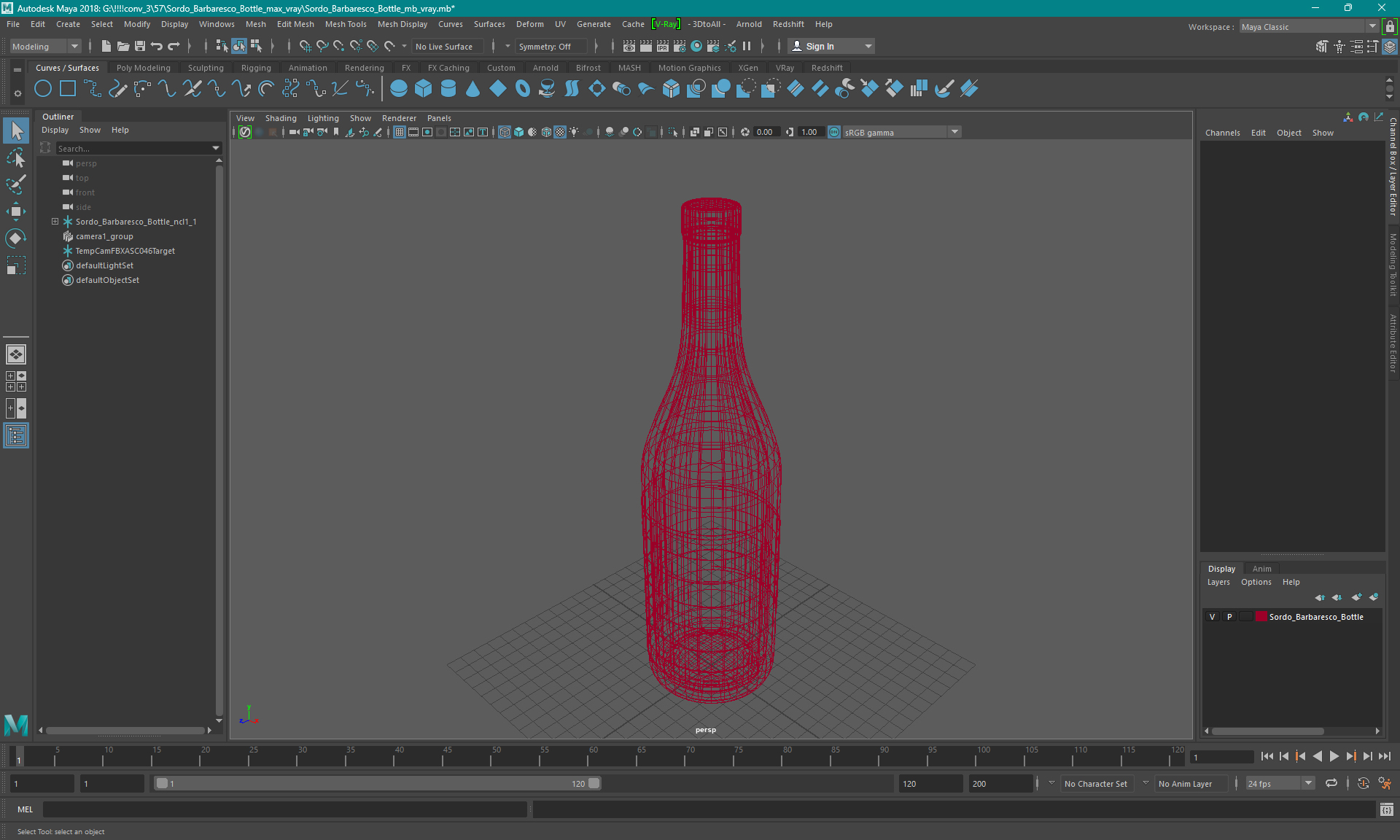 3D Sordo Barbaresco Bottle model