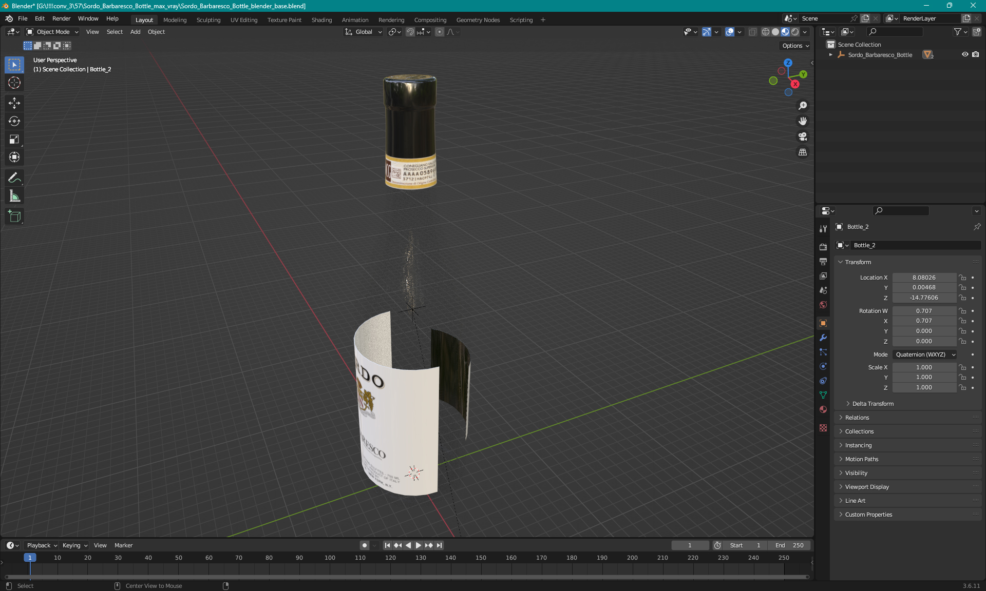 3D Sordo Barbaresco Bottle model