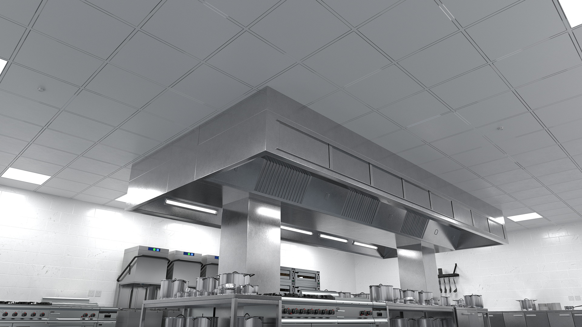 3D Large Commercial Kitchen No Light model