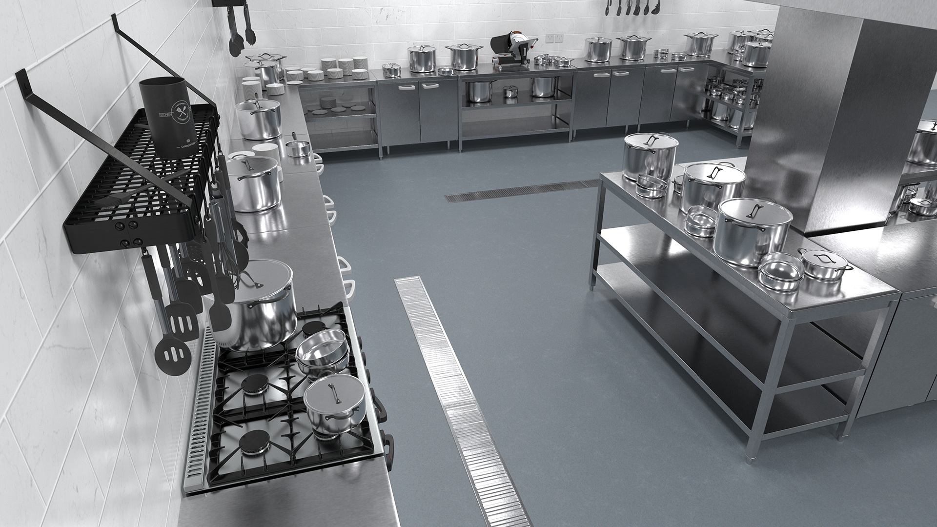 3D Large Commercial Kitchen No Light model