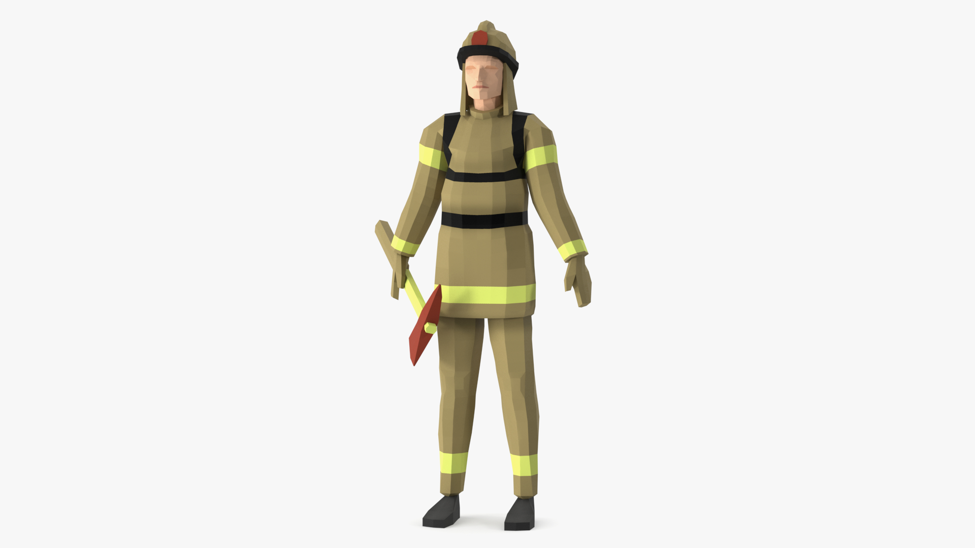 3D model Low Poly Firefighter