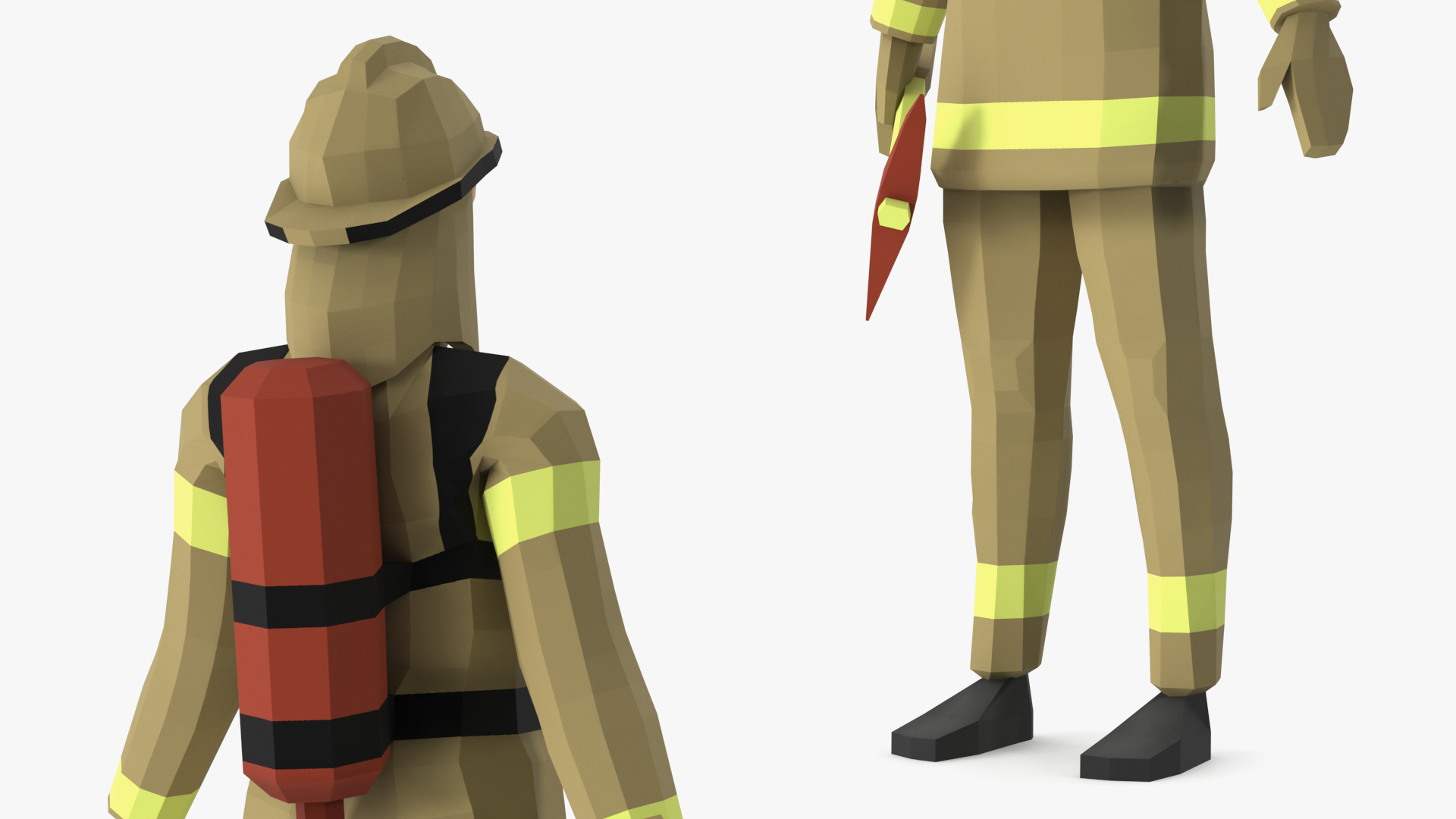 3D model Low Poly Firefighter