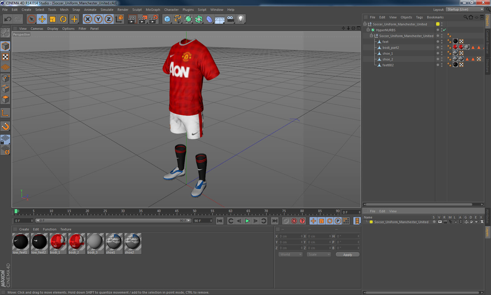 Soccer Uniform Manchester United 3D