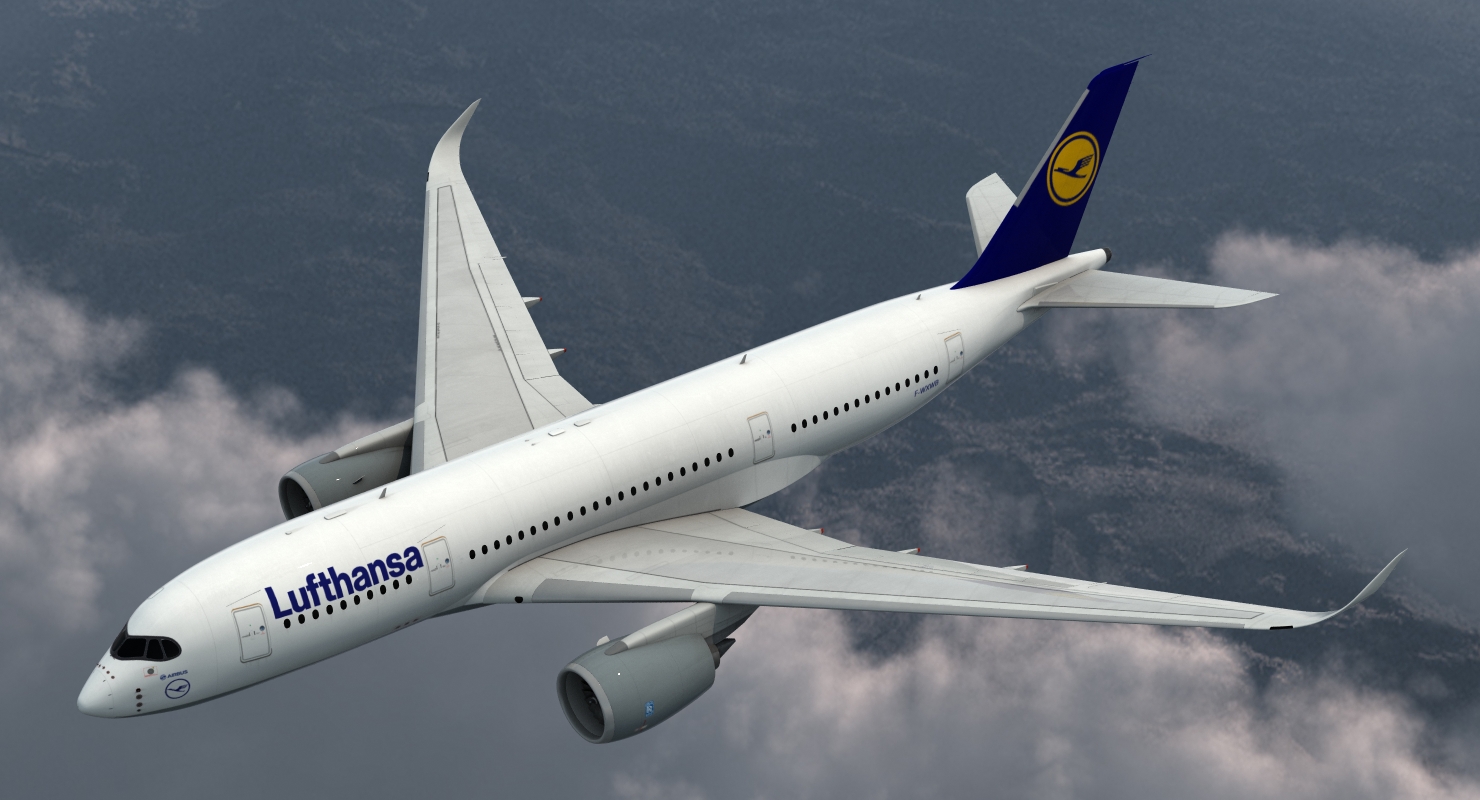 Airbus A350 800 Lufthansa Rigged 3D