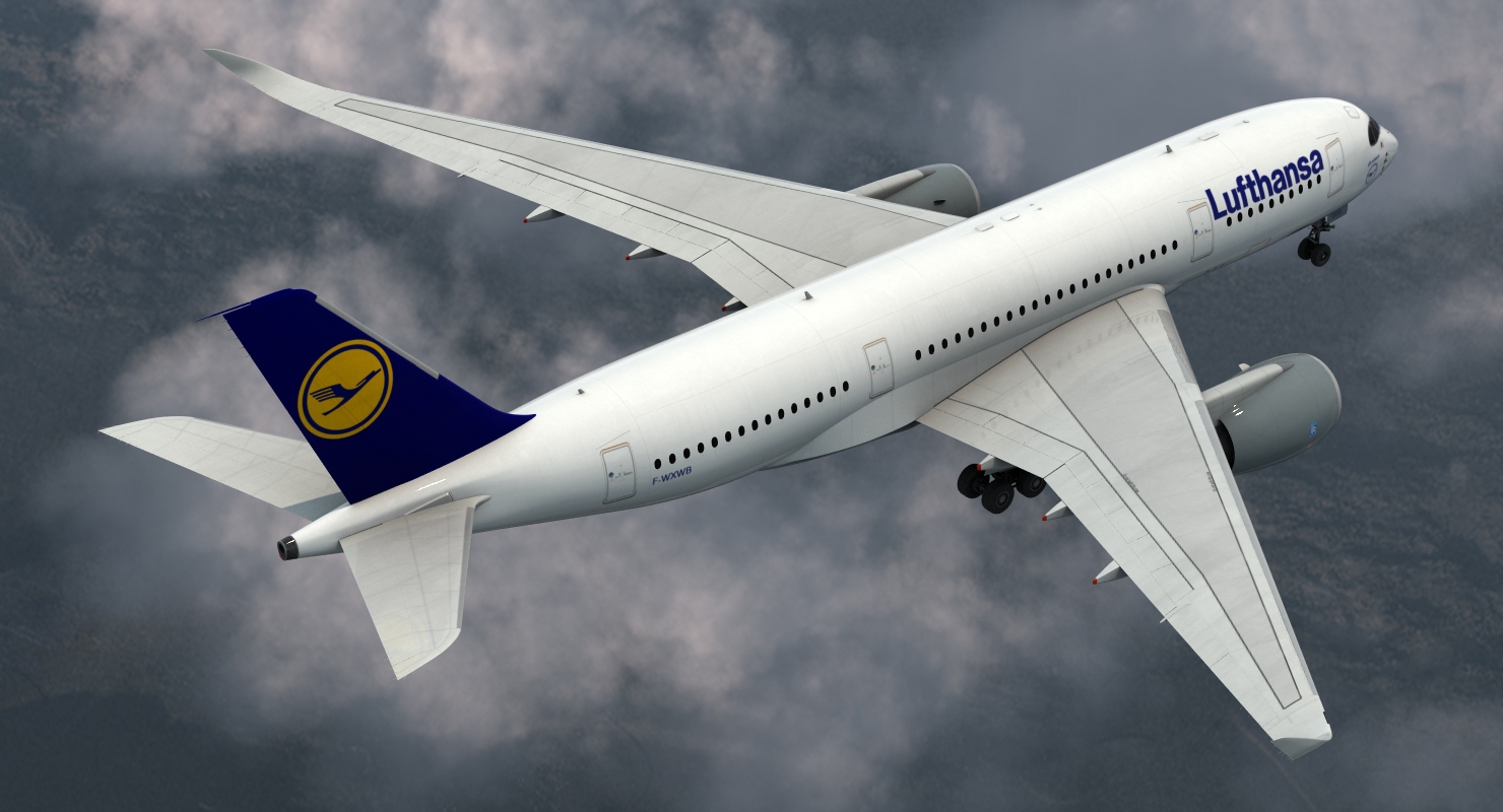 Airbus A350 800 Lufthansa Rigged 3D