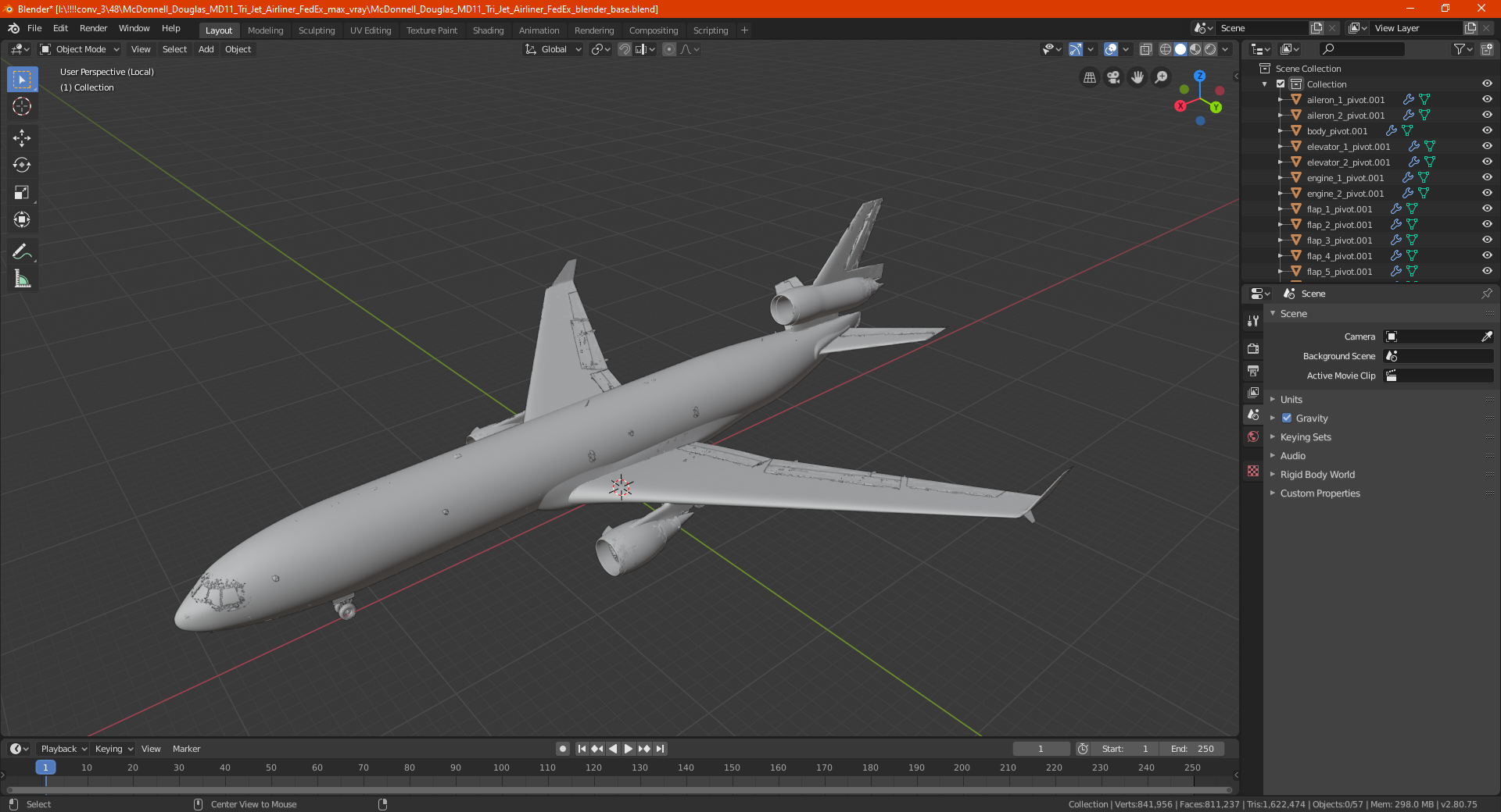 3D model McDonnell Douglas MD11 Tri Jet Airliner FedEx