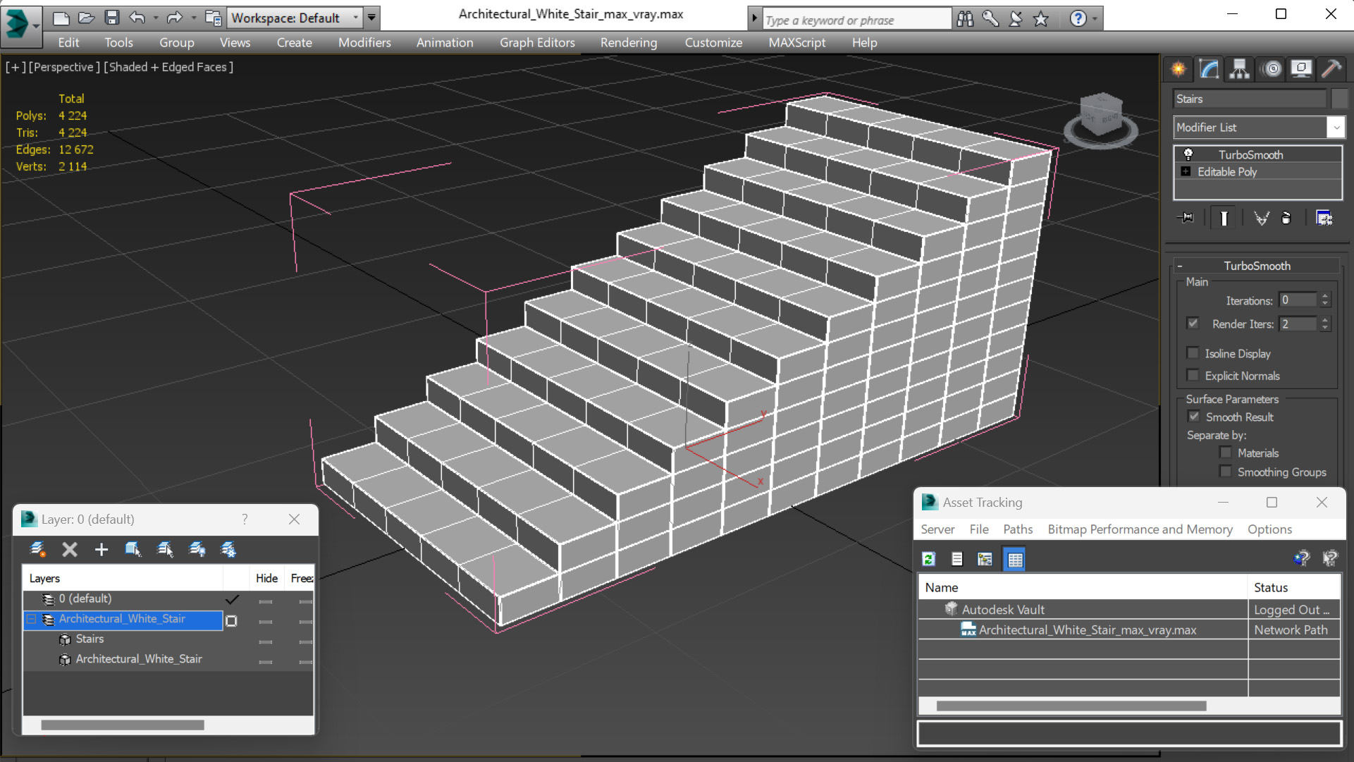 3D model Architectural White Stair