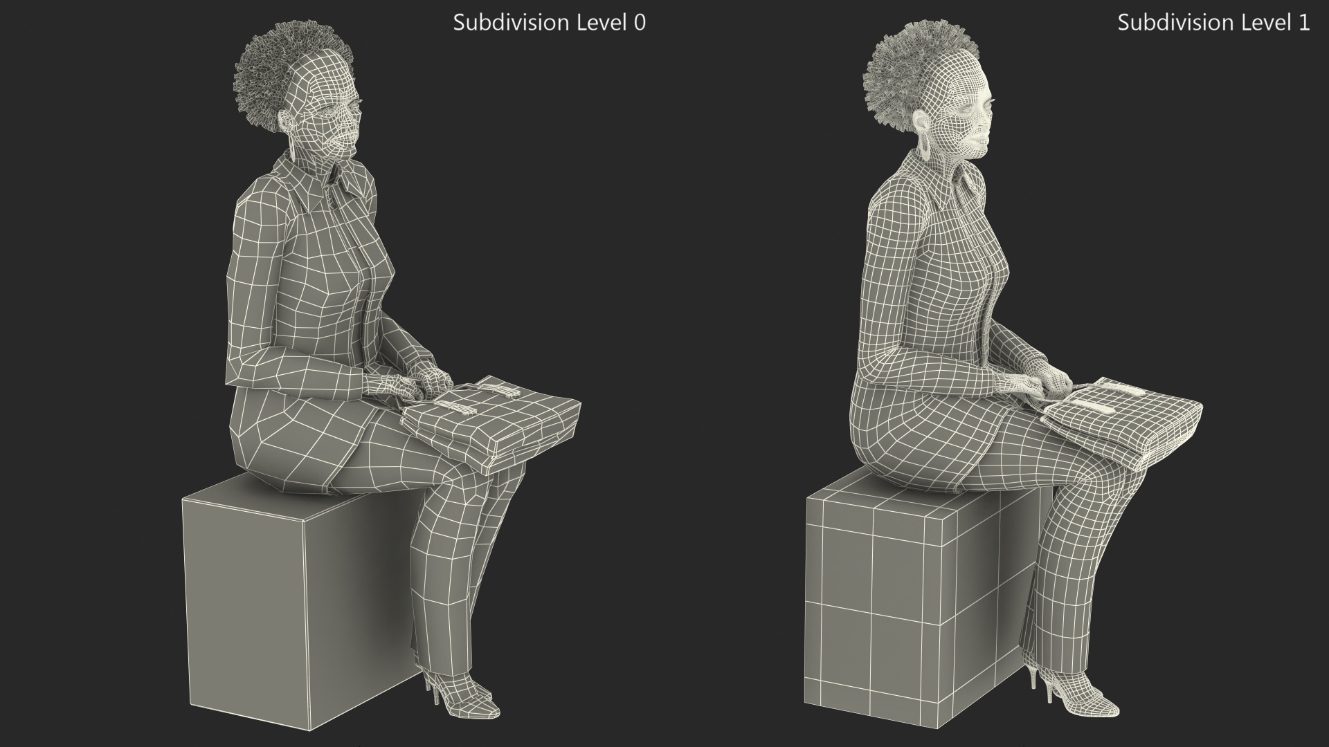 3D model Afro American Old Lady Everyday Style Sitting