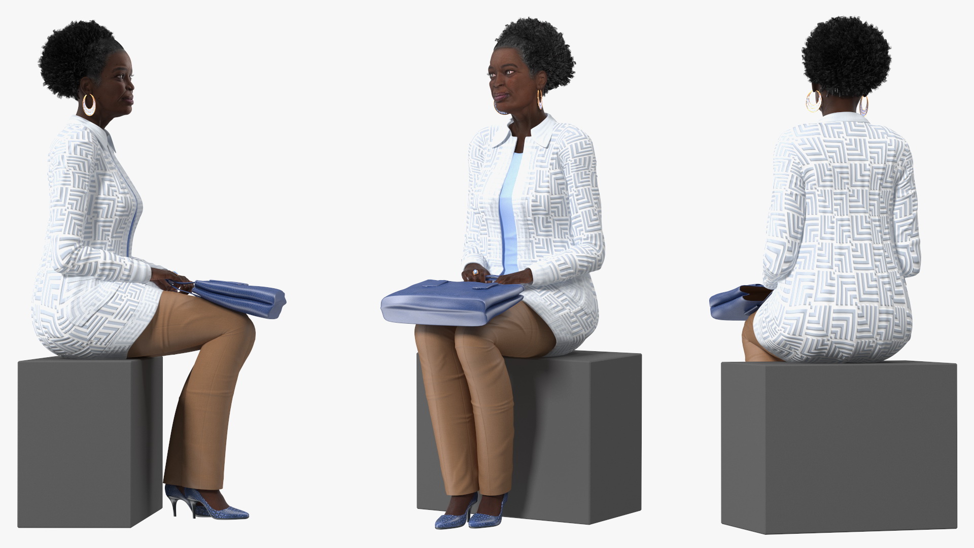 3D model Afro American Old Lady Everyday Style Sitting