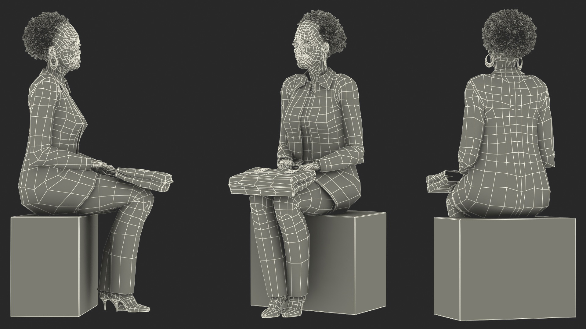 3D model Afro American Old Lady Everyday Style Sitting