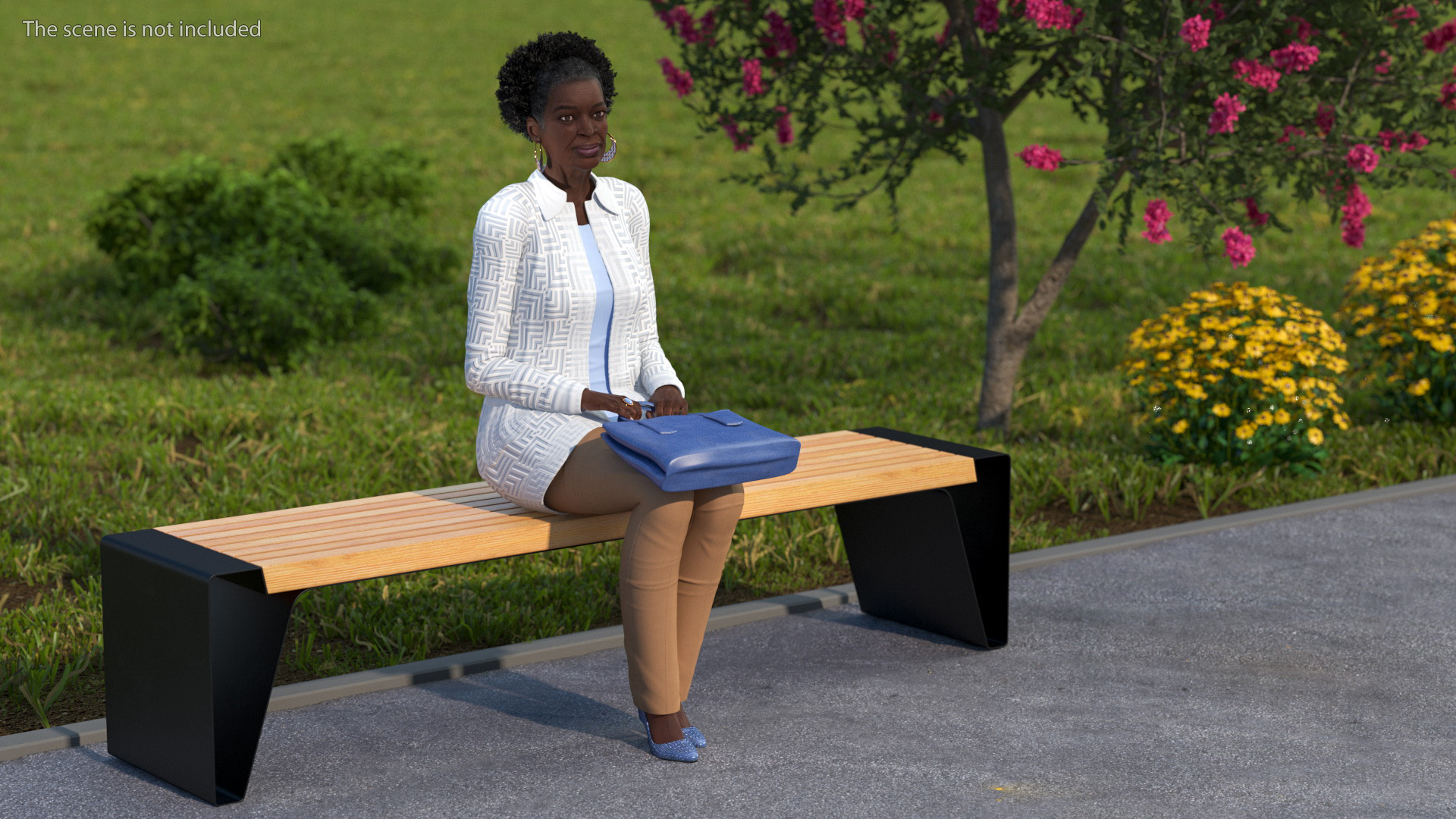 3D model Afro American Old Lady Everyday Style Sitting