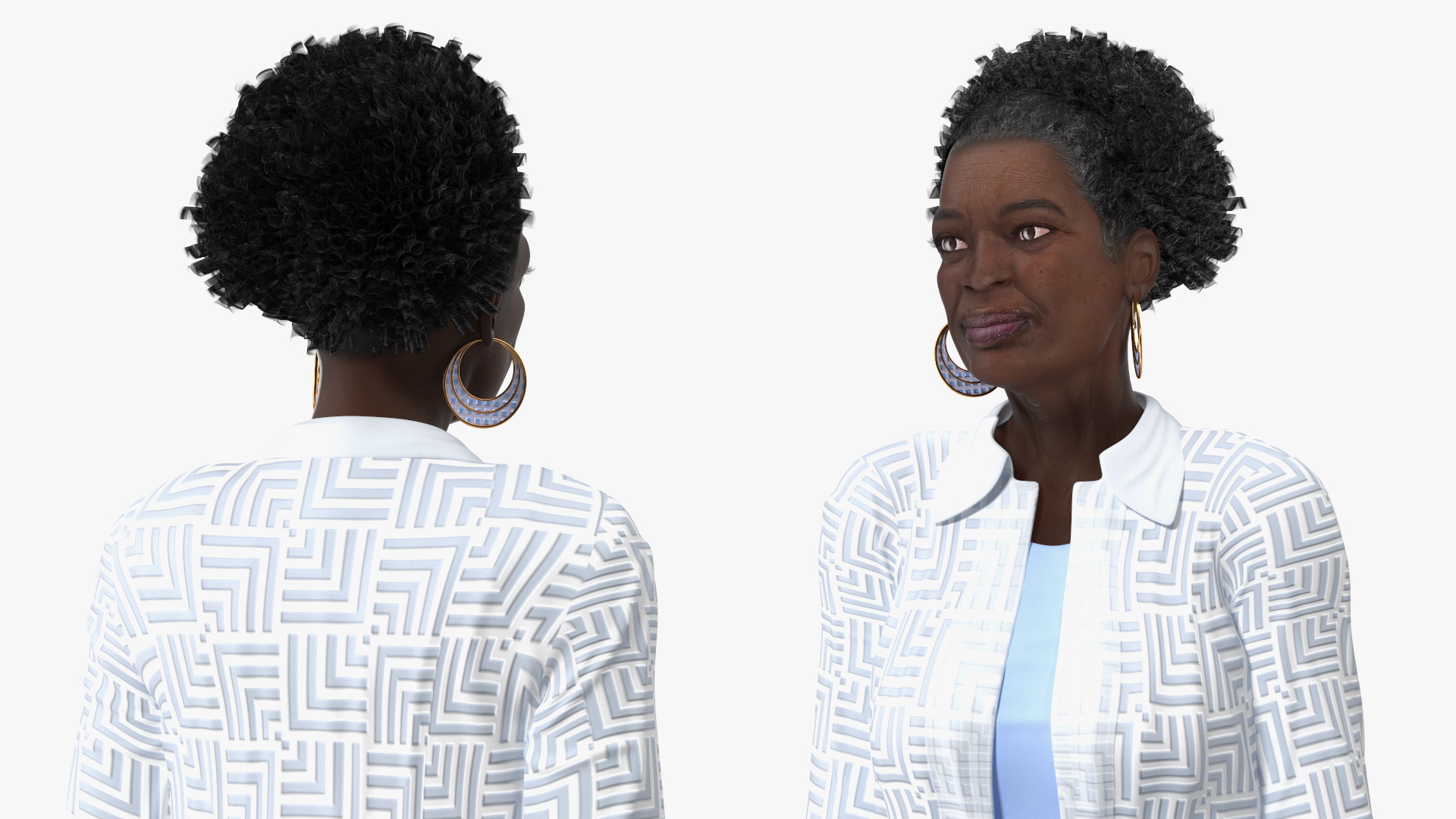 3D model Afro American Old Lady Everyday Style Sitting