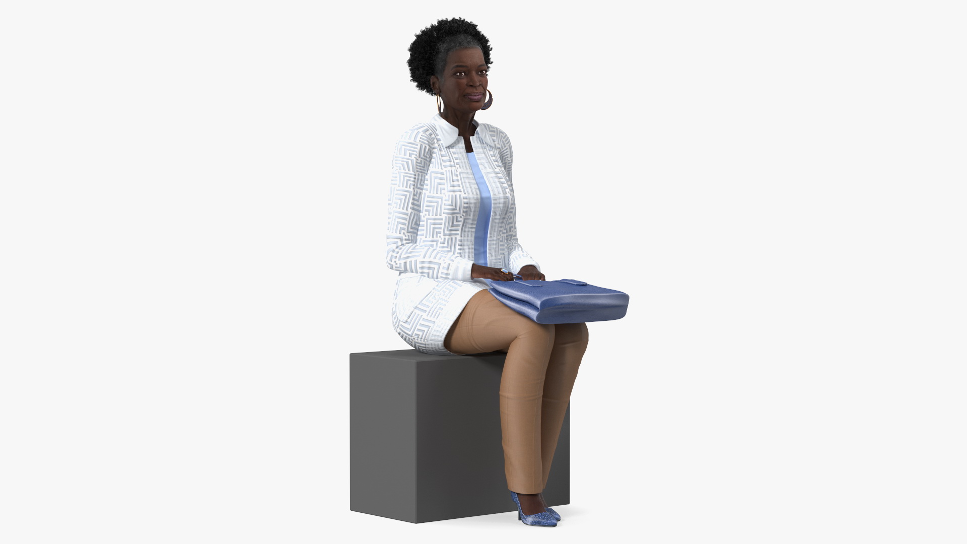 3D model Afro American Old Lady Everyday Style Sitting