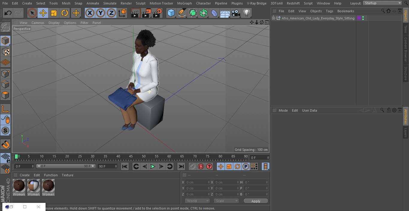 3D model Afro American Old Lady Everyday Style Sitting