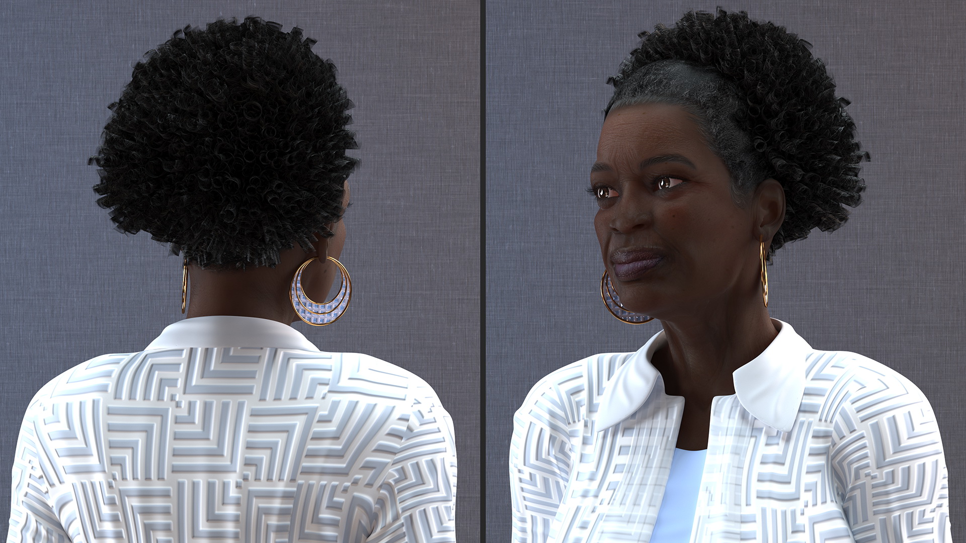 3D model Afro American Old Lady Everyday Style Sitting